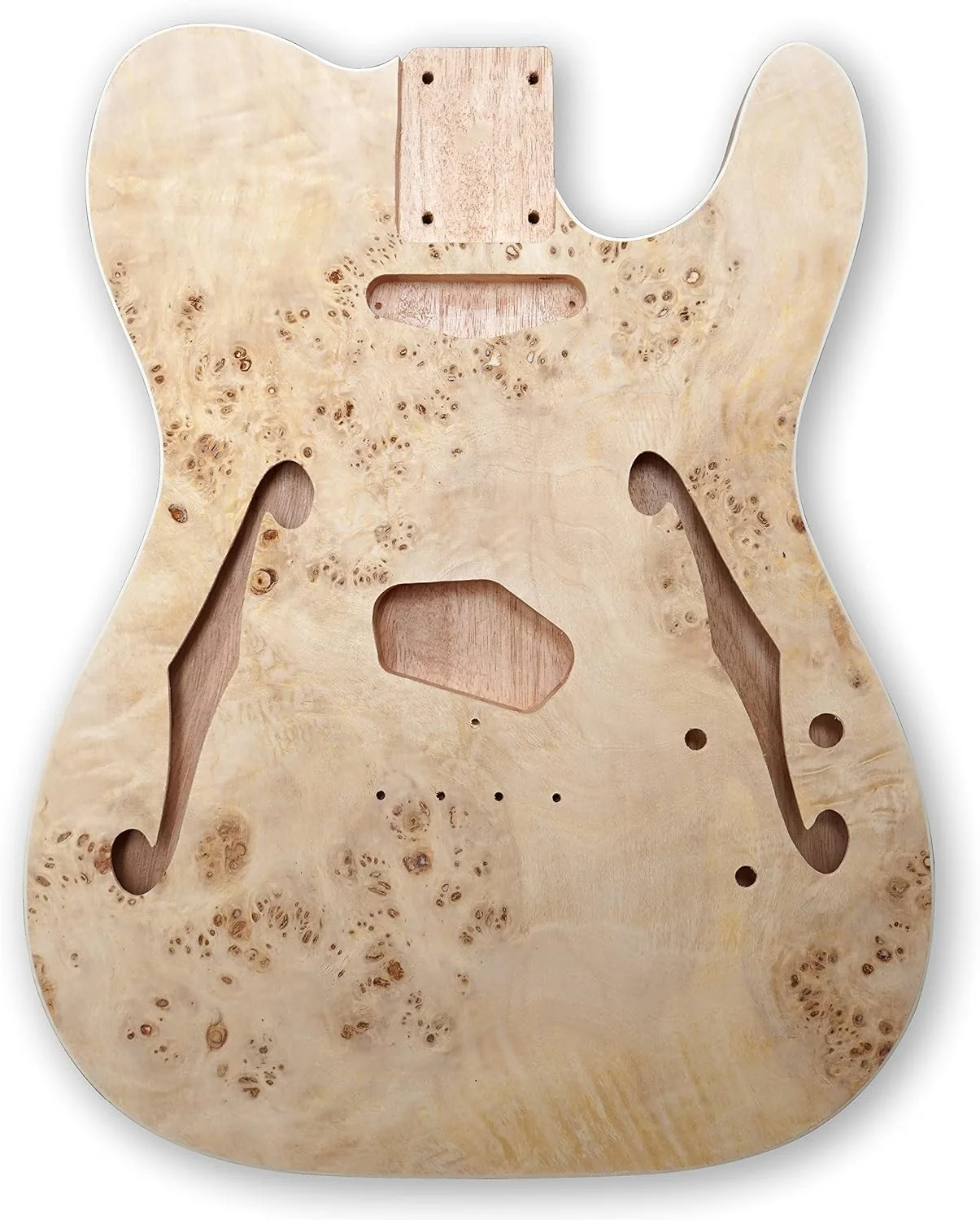 کیت گیتار الکتریک DIY BexGears، مناسب برای مبتدیان، روکش چوب افرا چشم پرنده، بدنه چوب ماهون، دسته ماهون، سخت افزار کروم، مناسب برای راست دست ها - گیتار خودت را بساز