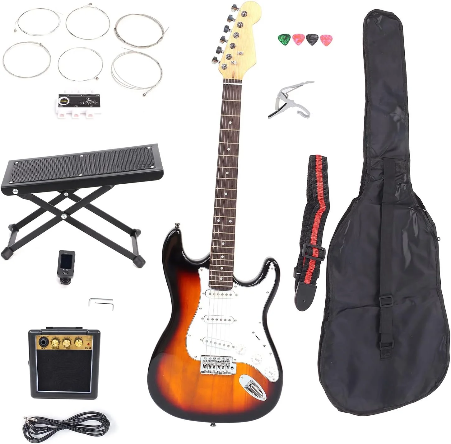 ست گیتار الکتریک مبتدی، ست گیتار الکتریک سایز کامل با 22 فرت و بریج ترمولو، دسته C شکل