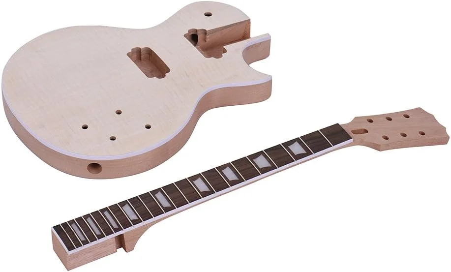 کیت گیتار الکتریک ناتمام مدل LP، بدنه و دسته از جنس ماهون، صفحه انگشت‌گذاری از جنس رزوود