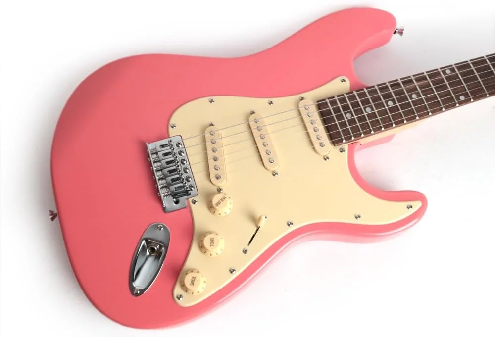 مجموعه کامل گیتار الکتریک سایز کامل Fojill برای مبتدیان به همراه آمپلی فایر، کیف 600D، پیک، کابل، بند و سیم های اضافی (پیکاپ SSS صورتی) مجموعه کامل گیتار الکتریک سایز کامل Fojill برای مبتدیان به همراه آمپلی فایر، کیف 600D، پیک، کابل، بند و سیم های اضافی (پیکاپ SSS صورتی)