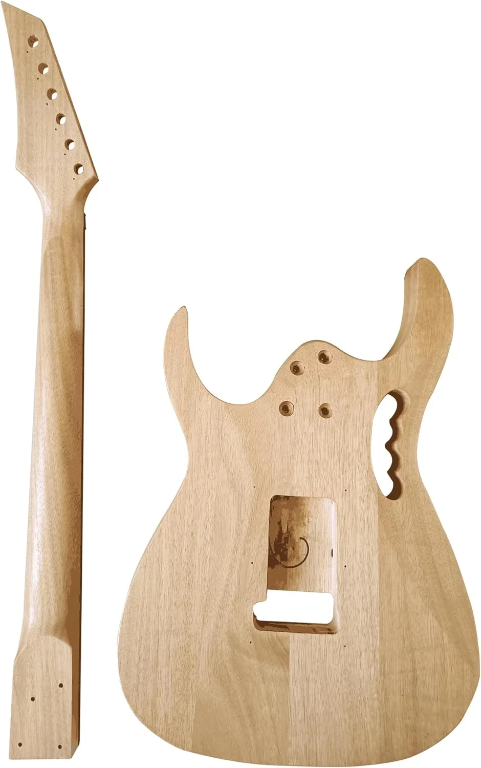 کیت گیتار الکتریک ناتمام DIY، کیت های گیتار الکتریک به سبک IBZ - بدنه و دسته ماهون - صفحه انگشت گذاری رزوود و تمام قطعات شامل (7V)