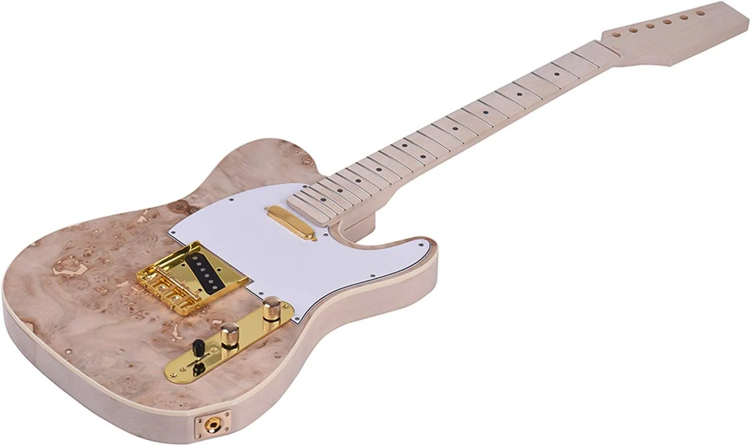 کیت گیتار الکتریک ناتمام مدل TL، بدنه چوب باس، سطح رگه دار، دسته و صفحه انگشت گذاری چوب افرا