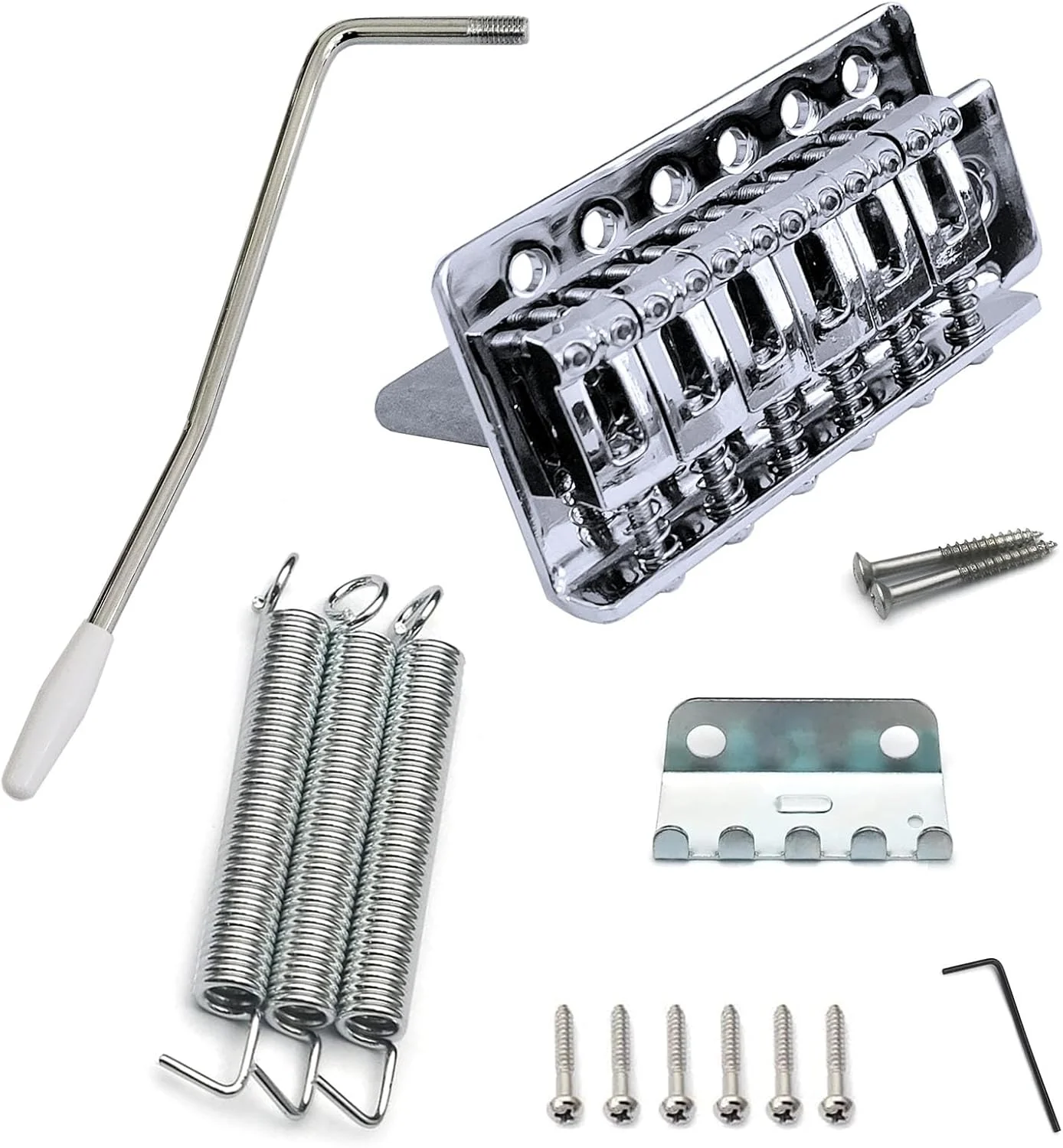 ست ابزار پل ترمولو گیتار استراتوکستر 52.5 میلی‌متری برای جایگزینی گیتار الکتریک فندر استرات اسکوایر (نقره‌ای)