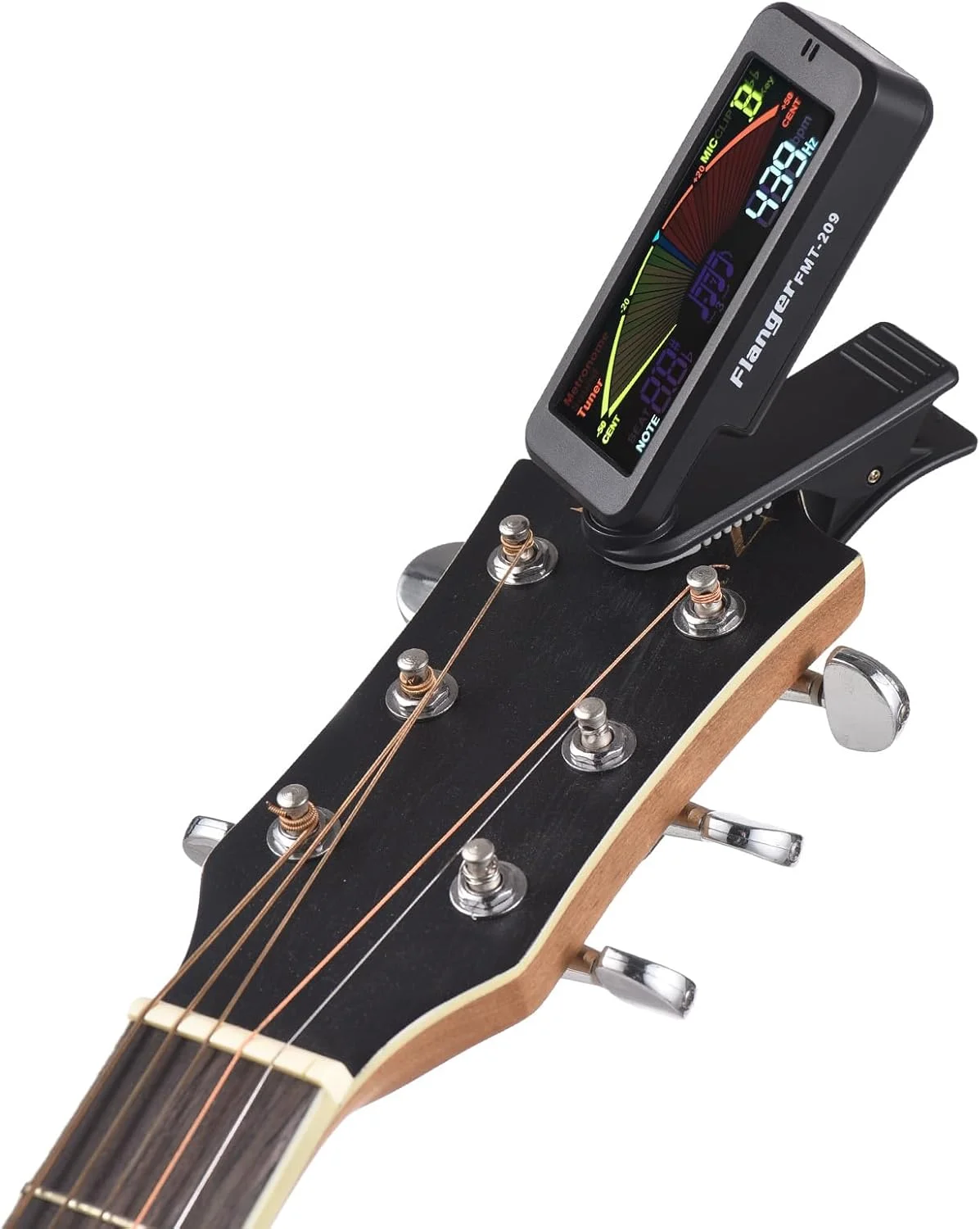 کوک کننده گیتار باس آکوستیک با گیره/پایه و صفحه نمایش LCD رنگی، مترونوم صدا 3 در 1 کوک کننده حرفه ای برای نوازندگان یوکللی