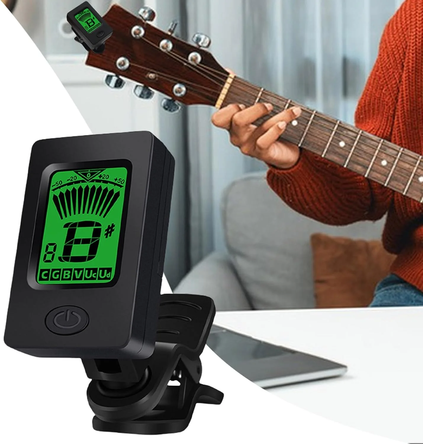 کوک کننده یوکللی، کوک کننده صفحه نمایش LCD برای گیتار الکتریک، ابزار کوک دیجیتال حرفه ای گیره ای برای نوازندگان مبتدی یوکللی، باس، ویولن