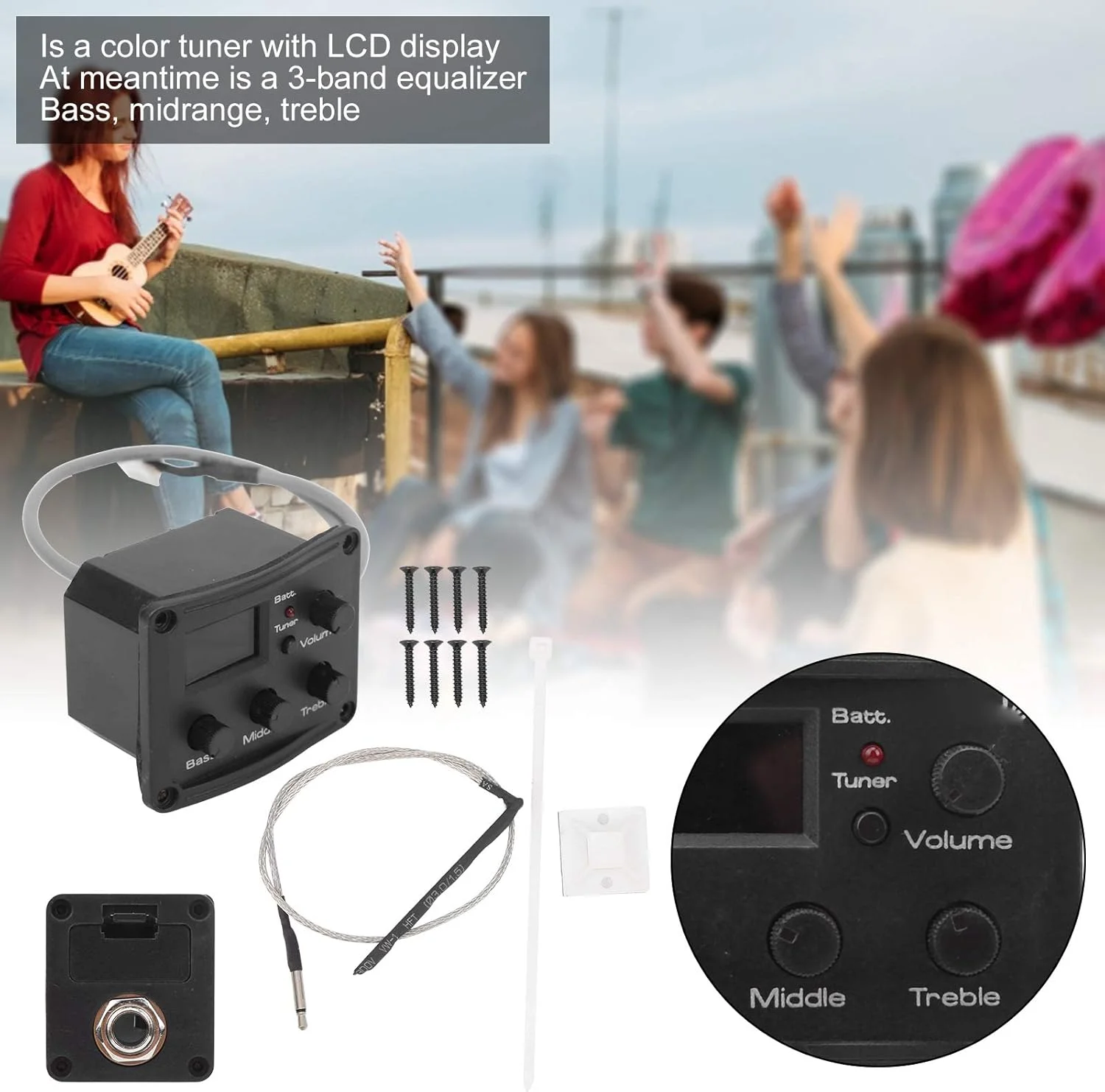 پیکاپ تیونر اکولایزر یوکللی با نمایشگر LED و اکولایزر 3 قسمتی، لوازم جانبی آلات موسیقی برای دوستداران یوکللی پیکاپ تیونر اکولایزر یوکللی با نمایشگر LED و اکولایزر 3 قسمتی، لوازم جانبی آلات موسیقی برای دوستداران یوکللی