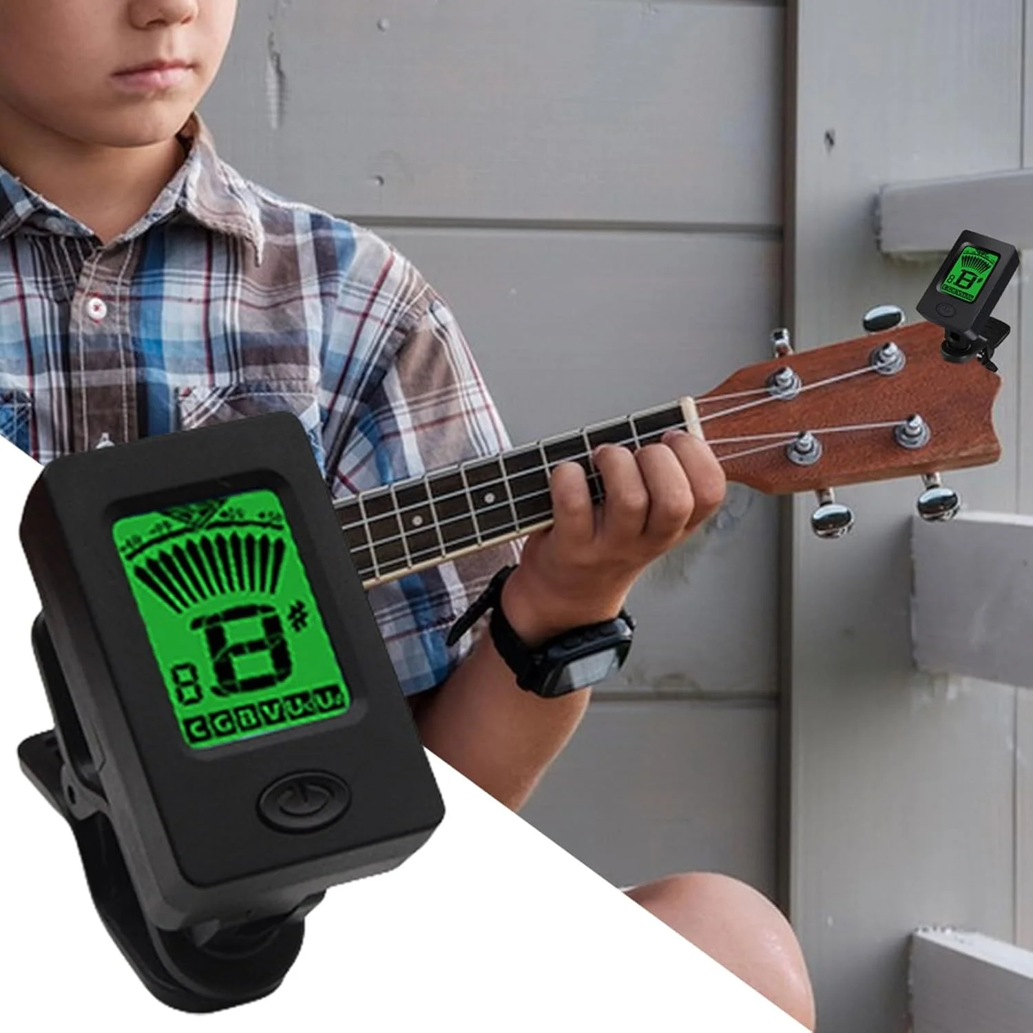 کوک کننده یوکللی | کوک کننده بانجو با صفحه نمایش LCD، ابزار موسیقی گیره ای دیجیتال حرفه ای برای نوازندگان مبتدی و حرفه ای، مناسب برای کوک کردن یوکللی و گیتار باس