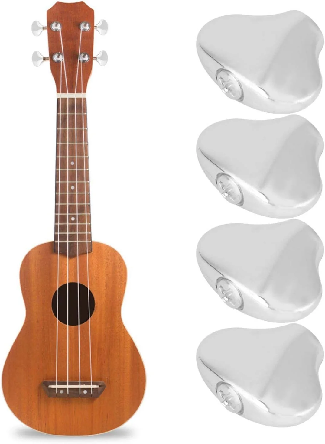 کوک گیتار یوکللی، دسته کوک طرح دم ماهی کوچک، سگک شفت گیتار برای تعویض کلیدهای باس و دسته کوک یوکللی (نقره ای)