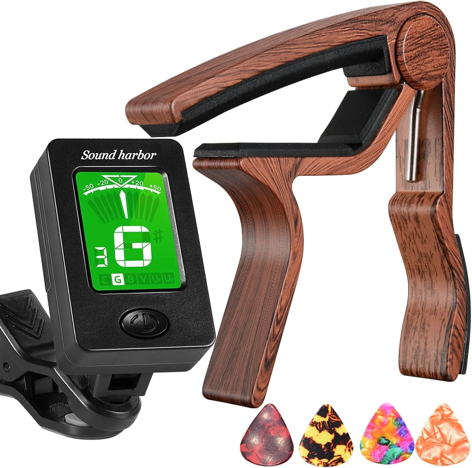 کوپو گیتار Sound harbor به همراه گیره تیونر گیتار، لوازم جانبی گیتار برای آکوستیک و یوکللی