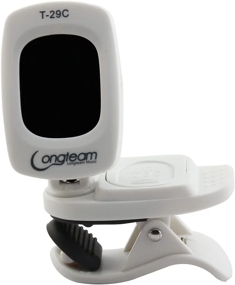 تیونر دیجیتال کروماتیک گیره ای با نمایشگر LCD سفید رنگ برای گیتار آکوستیک، الکتریک، باس، ویولن و یوکللی