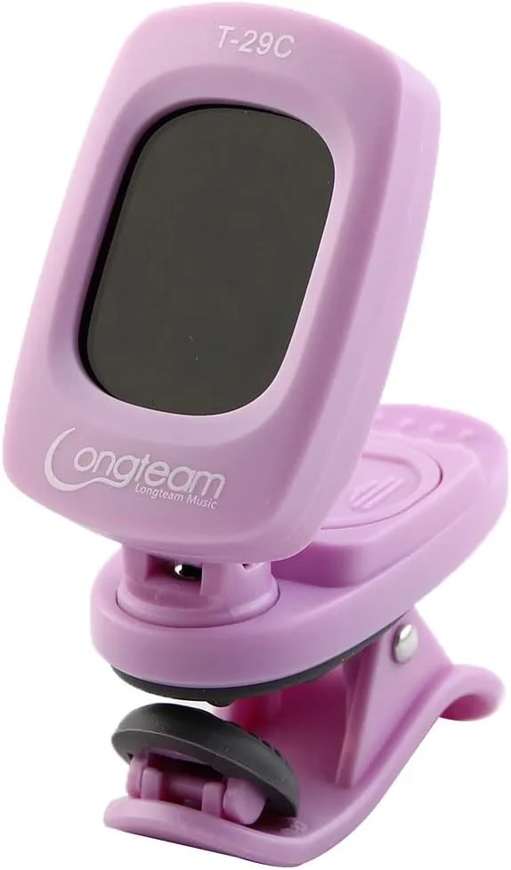 تیونر دیجیتال کروماتیک گیره ای با نمایشگر LCD، بنفش روشن، برای گیتار آکوستیک، الکتریک، باس، ویولن و یوکللی