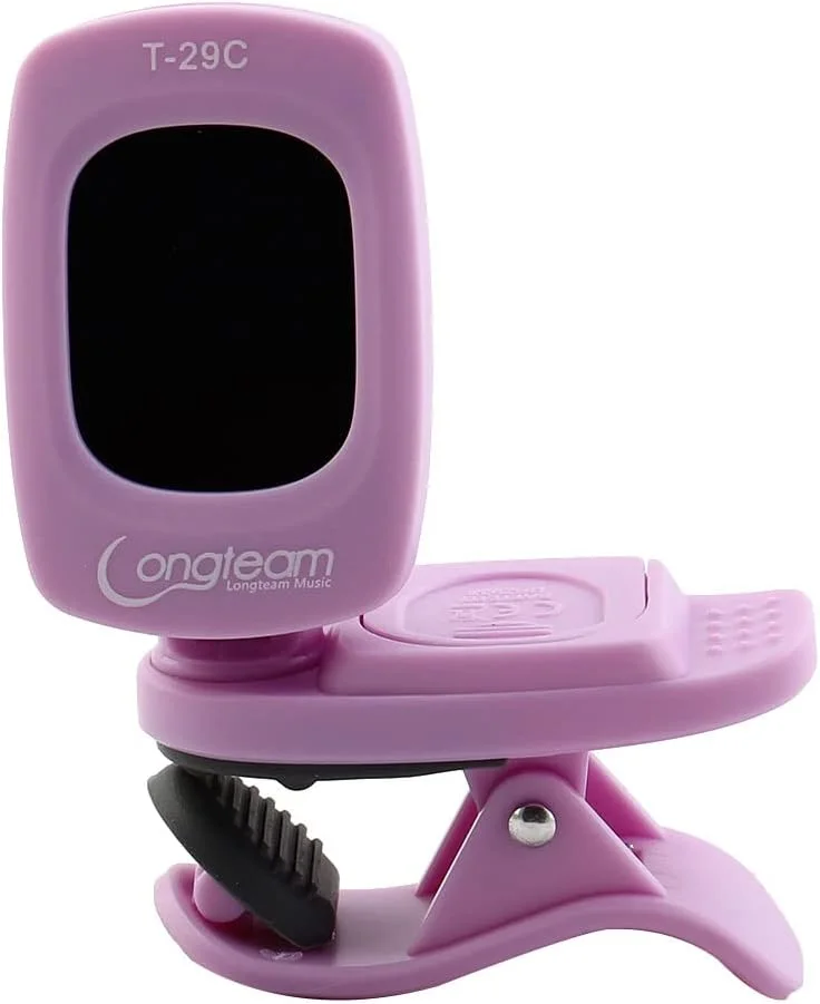 تیونر دیجیتال کروماتیک گیره ای با نمایشگر LCD، بنفش روشن، برای گیتار آکوستیک، الکتریک، باس، ویولن و یوکللی