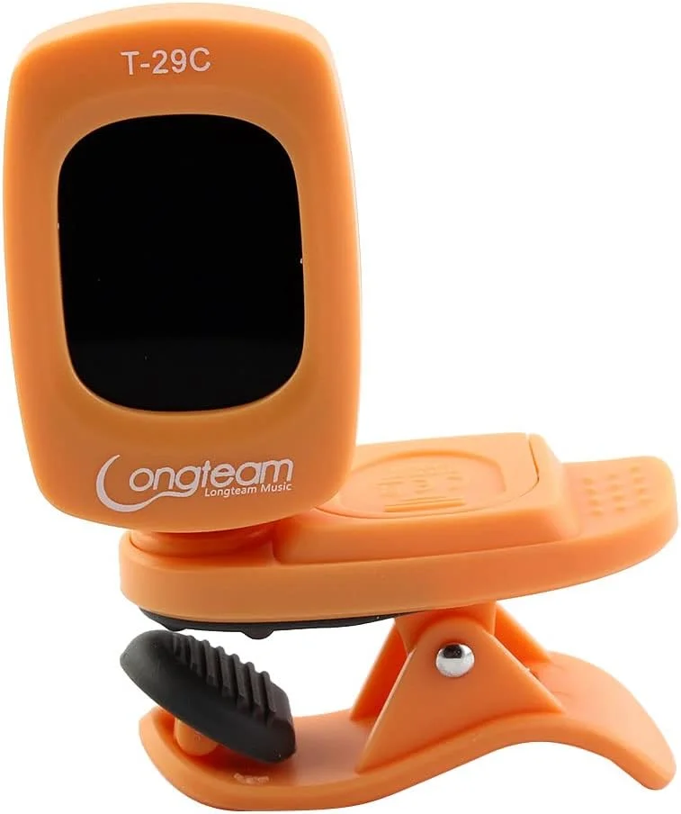 تیونر دیجیتال کروماتیک گیره ای با نمایشگر LCD نارنجی برای گیتار آکوستیک، الکتریک، باس، ویولن و یوکللی