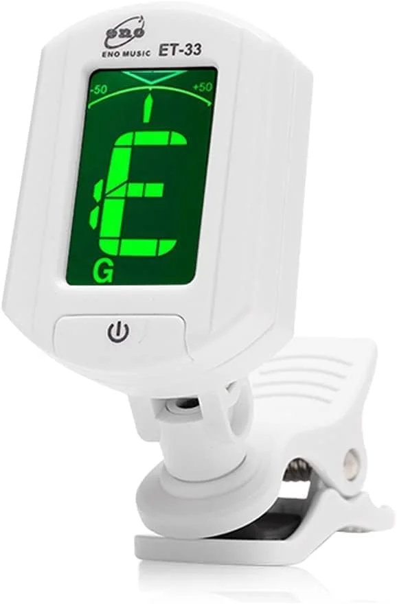 تیونر گیره ای الکترونیکی صفحه نمایش LCD، تیونر اتوماتیک حرفه ای مخصوص ویولن و یوکللی (رنگ: سفید)