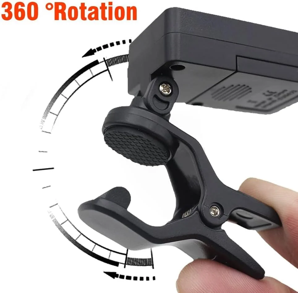 تیونر گیره ای الکترونیکی با صفحه نمایش LCD، تیونر جهانی، برای گیتار کروماتیک، باس، ویولن، یوکللی و سازهای زهی