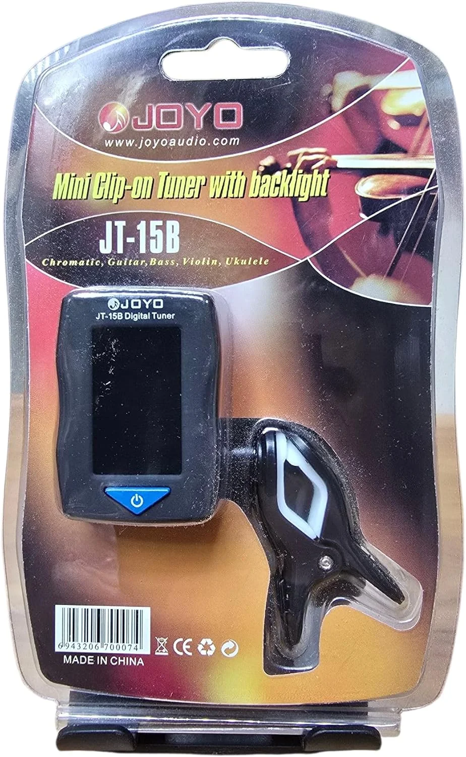 کوک کننده دیجیتال گیره ای کوچک JT-15B با نور پس زمینه برای گیتار، باس، ویولن، یوکللی، کروماتیک