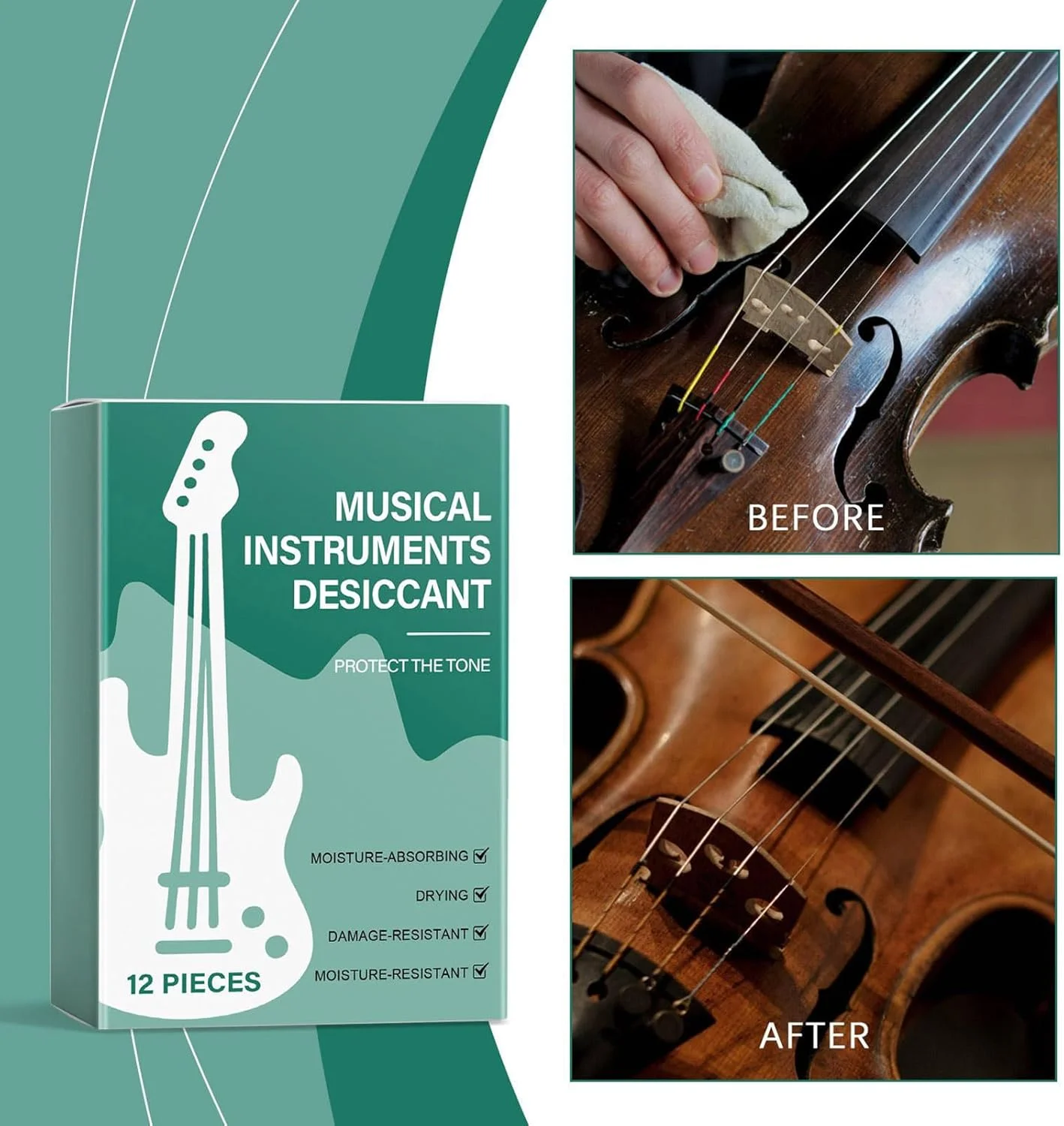 بسته های خشک کننده ابزار | بسته کنترل رطوبت گیتار | جاذب رطوبت برای مراقبت از پیانو ویولن باس و نگهداری یوکللی