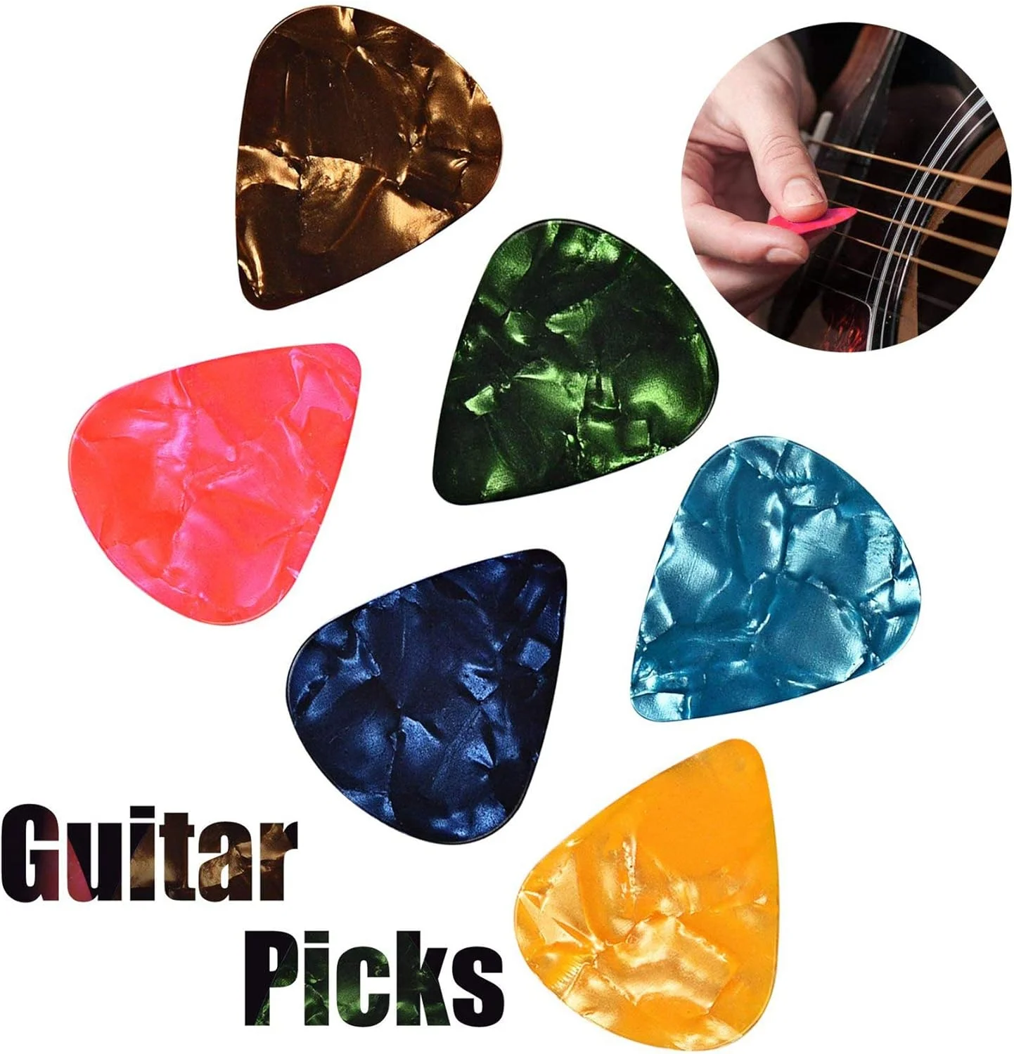 کوکو گیتار مناسب برای ویولن، گیتار باس الکتریک، گیتار آکوستیک به همراه پیک و نگهدارنده پیک، لوازم جانبی گیتار