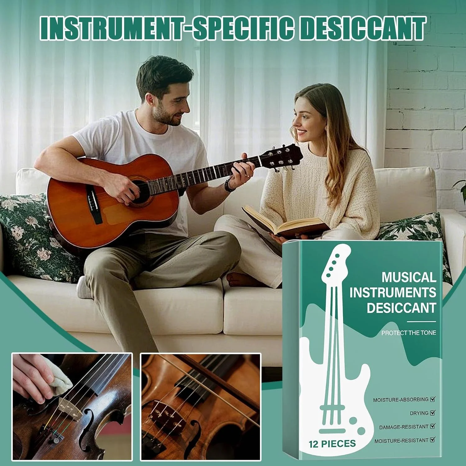 بسته های خشک کننده ابزار | بسته کنترل رطوبت گیتار | جاذب رطوبت برای مراقبت از پیانو ویولن باس و نگهداری یوکللی