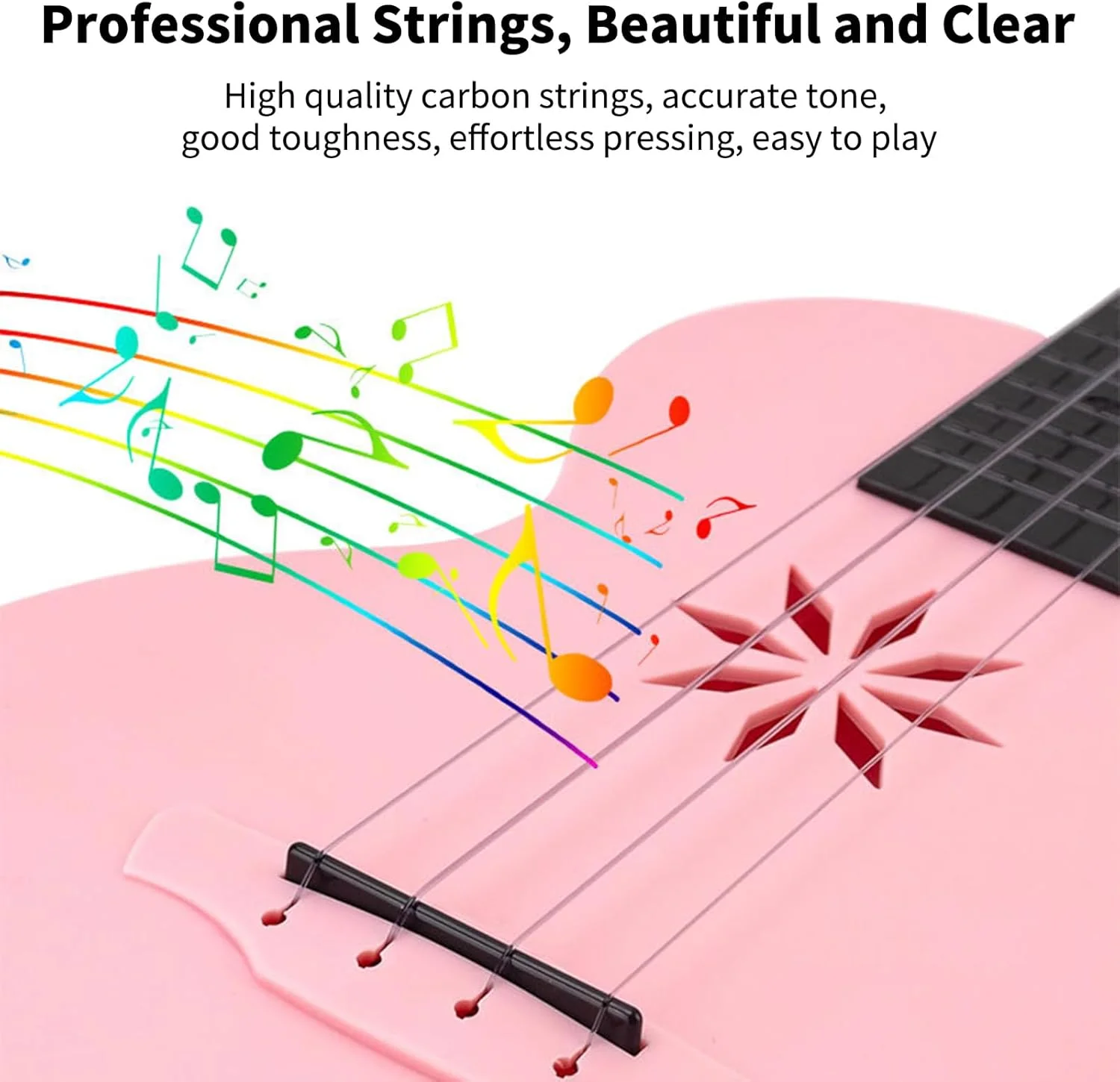 یوکللی 25 اینچی 4 سیم فیبر کربنی قابل حمل به همراه کیف حمل برای مبتدیان، نوجوانان و نوازندگان حرفه ای