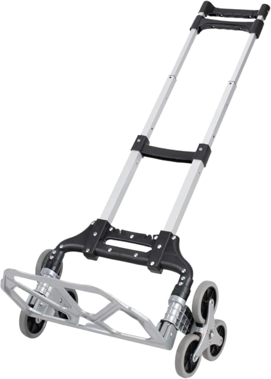 چرخ دستی تاشو آلیاژ آلومینیوم MOTIM با قابلیت بالا رفتن از پله، ترولی دستی قابل حمل، چرخ خرید دستی با 6 چرخ، ظرفیت 80 کیلوگرم