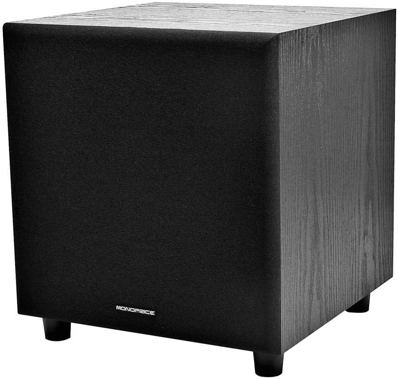 ساب ووفر مونوپرایس 60 واتی - 8 اینچی با عملکرد روشن شدن خودکار، برای استودیو و سینمای خانگی مشکی