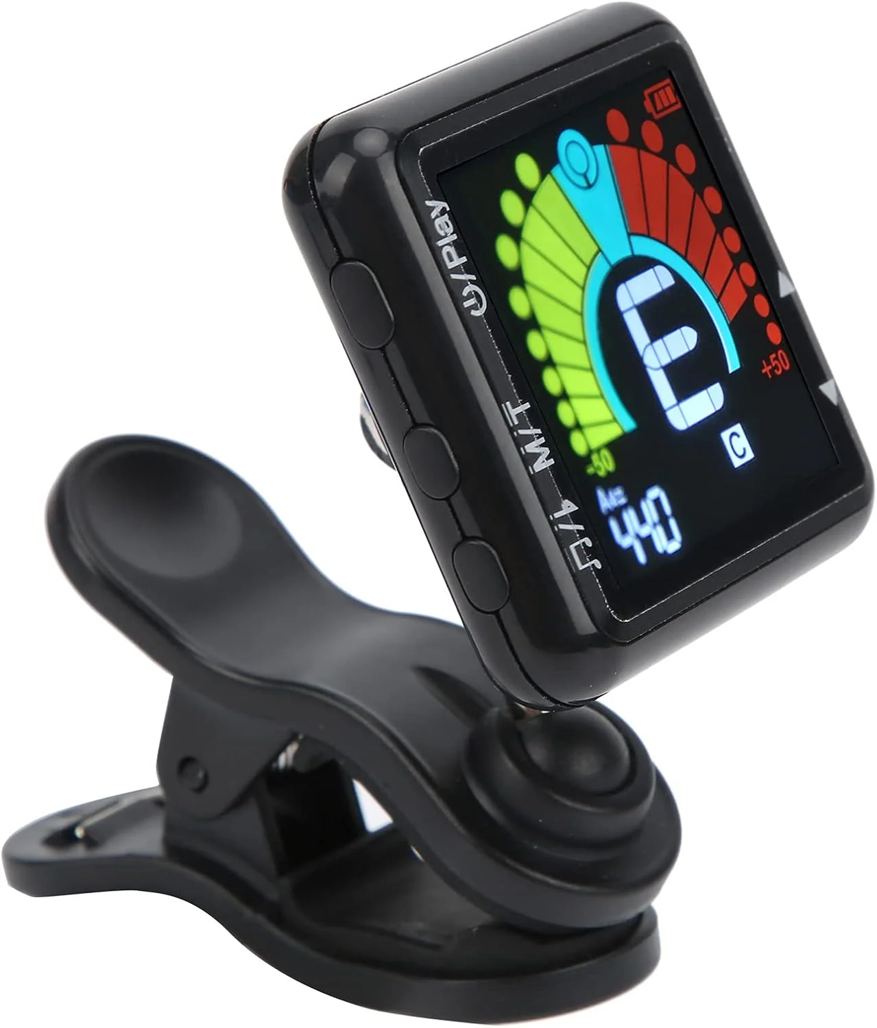 تیونر مترونوم Eujgoov، تیونر الکترونیکی با صفحه نمایش رنگی و پیکاپ لرزشی، کروماتیک قابل شارژ برای گیتار، باس، یوکللی، ویولن، بانجو