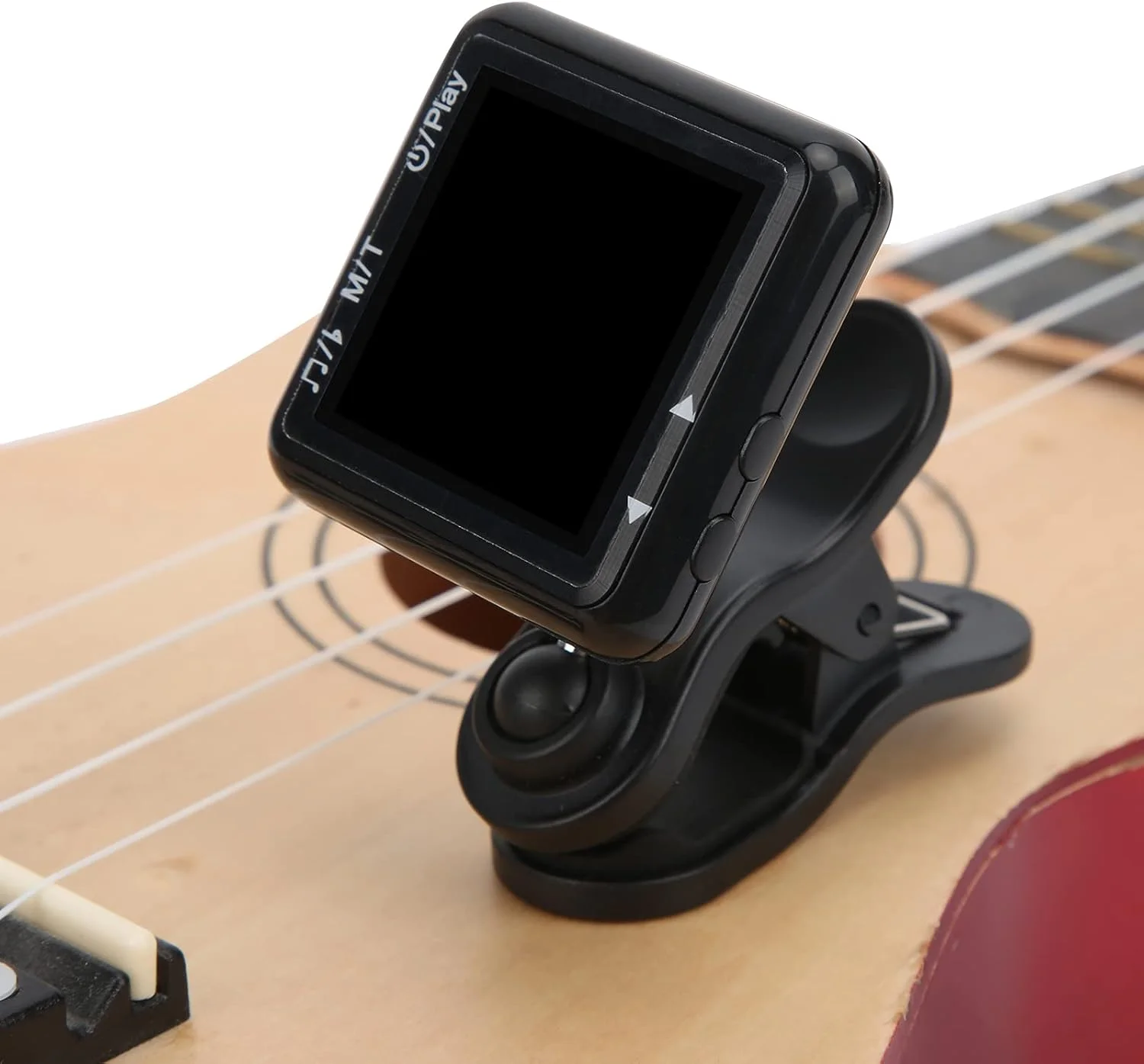 تیونر مترونوم Eujgoov، تیونر الکترونیکی با صفحه نمایش رنگی و پیکاپ لرزشی، کروماتیک قابل شارژ برای گیتار، باس، یوکللی، ویولن، بانجو