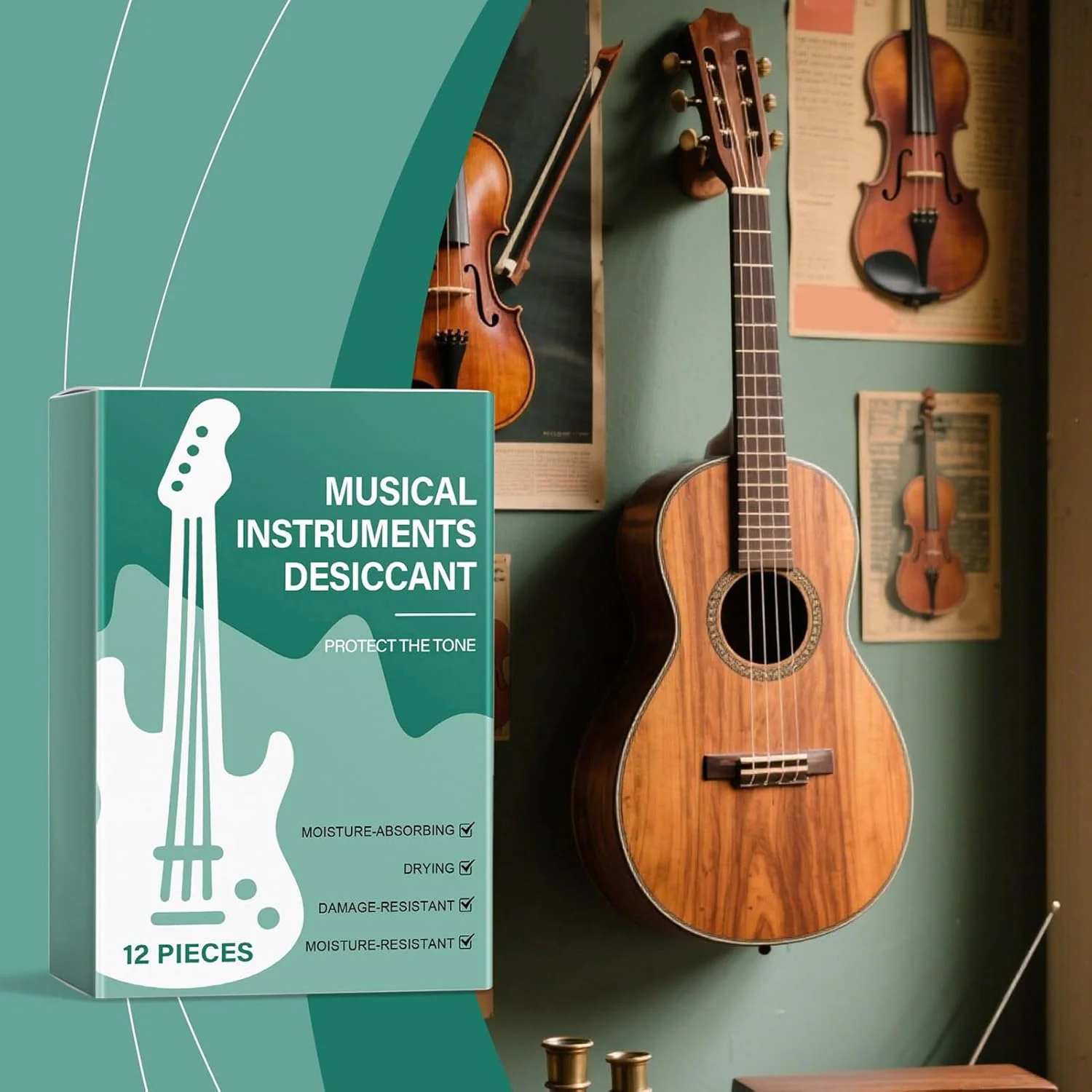 رطوبت گیر برای سازها - بسته های کنترل رطوبت گیتار - بسته های قابل حمل جذب رطوبت برای نگهداری و محافظت پیانو ویولن یوکللی
