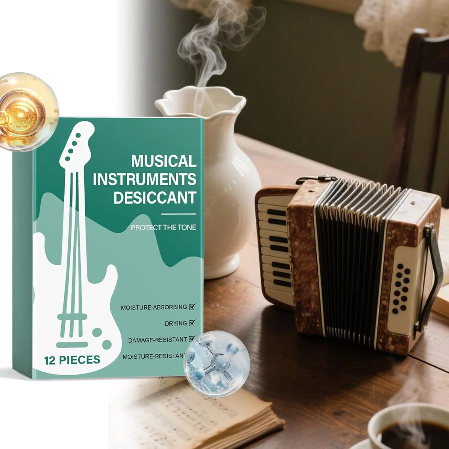 رطوبت گیر برای سازها - بسته های کنترل رطوبت گیتار - بسته های قابل حمل جذب رطوبت برای نگهداری و محافظت پیانو ویولن یوکللی