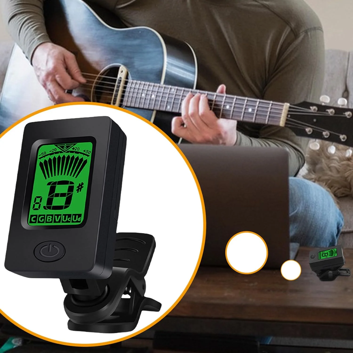 تیونر گیره ای گیتار | تیونر دیجیتال LCD برای گیتار باس، ابزار کوک دیجیتال گیره ای برای نوازندگان، نوازندگان مبتدی، سازهای موسیقی، یوکللی، ویولن، استودیو باس