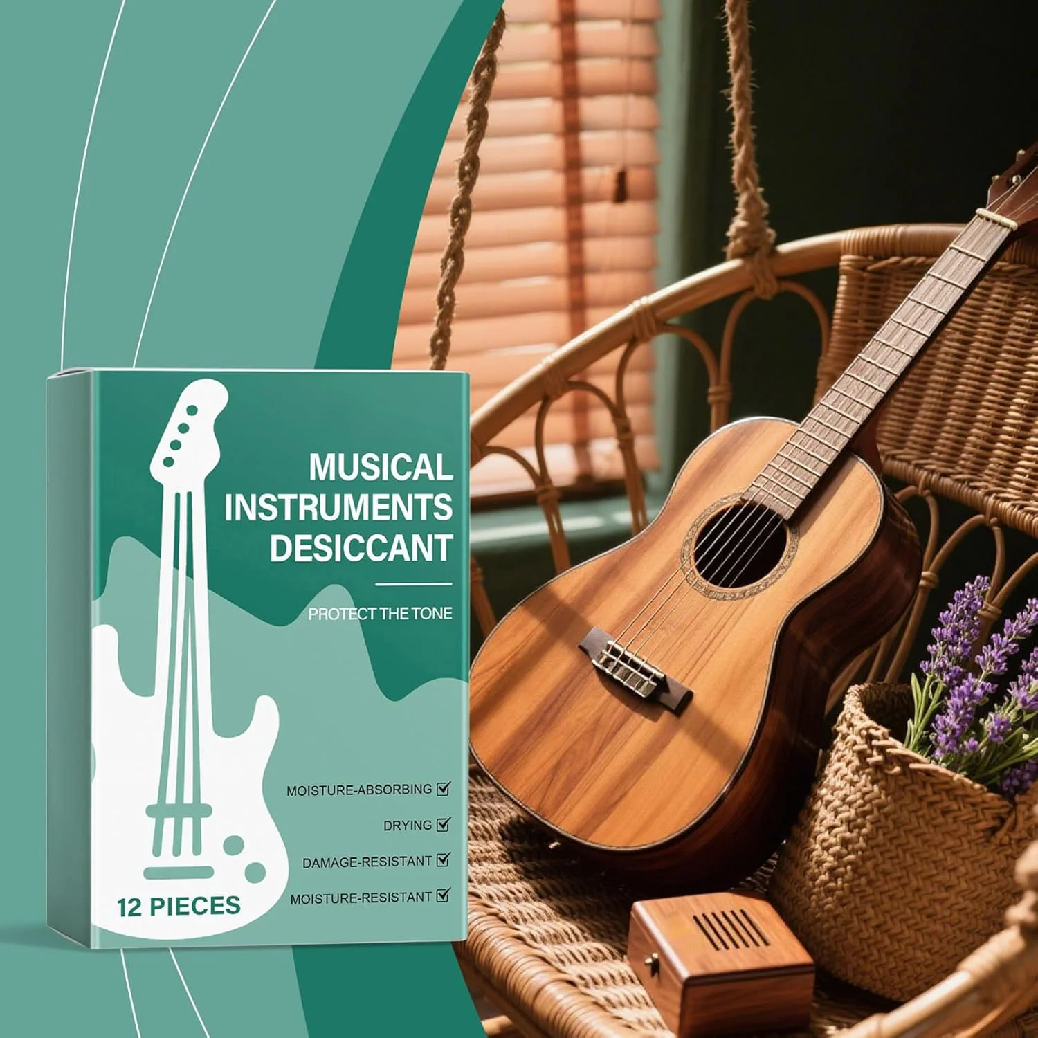 رطوبت گیر برای سازها، کیسه های خشک کننده گیتار | جاذب های رطوبت قابل حمل برای محافظت و نگهداری ویولن، پیانو، گیتار بیس و یوکللی