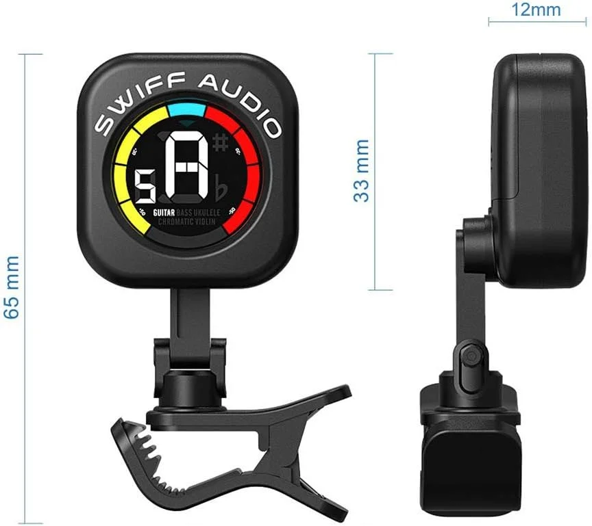 تیونر گیره ای کوچک با صفحه نمایش رنگی، ۵ حالت کوک برای یوکللی، گیتار، بیس و ویولن تیونر گیره ای کوچک با صفحه نمایش رنگی، ۵ حالت کوک برای یوکللی، گیتار، بیس و ویولن