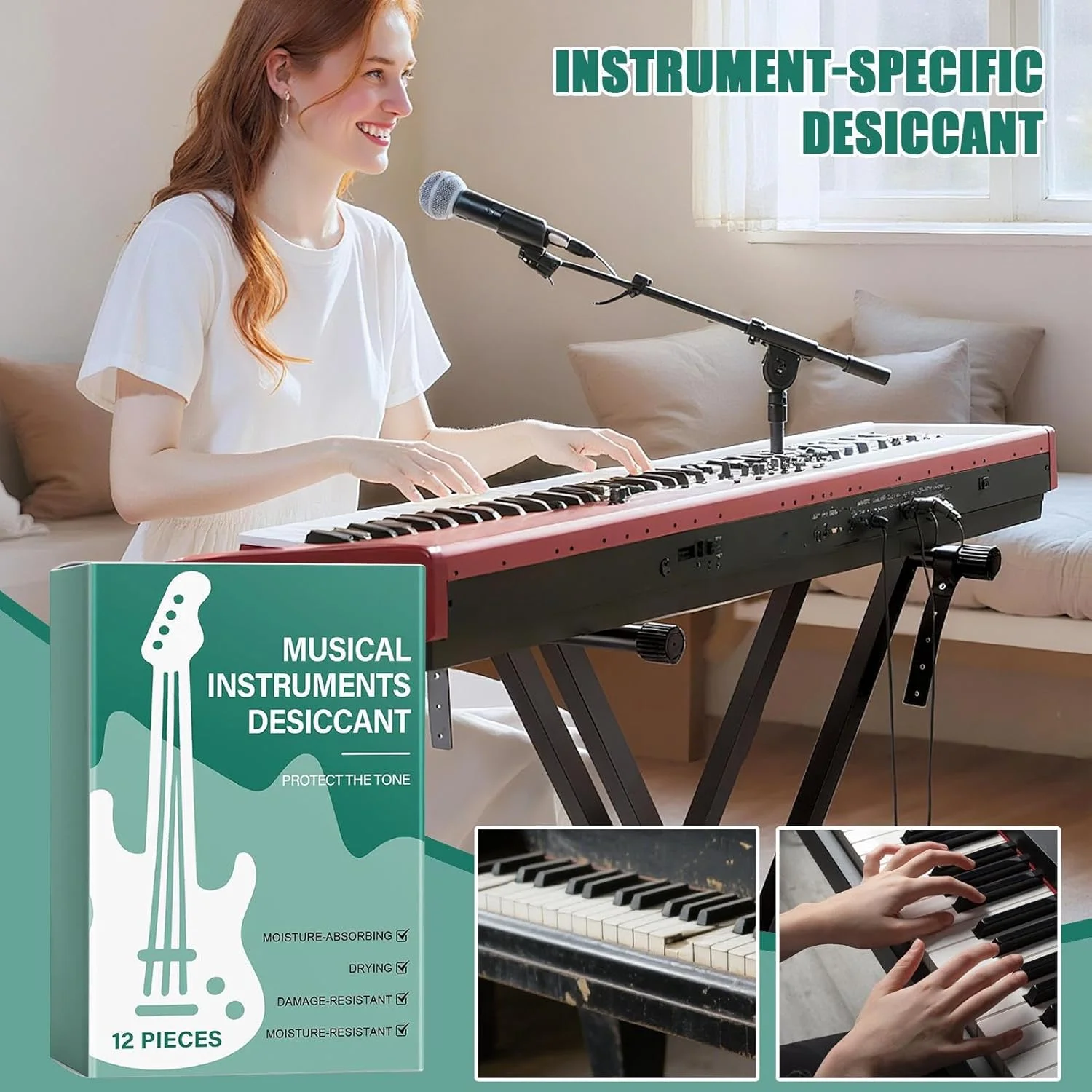 بسته های رطوبت گیر برای گیتار، کنترل رطوبت گیتار | جاذب های رطوبت قابل حمل برای نگهداری و محافظت از ویولن، پیانو، باس و یوکللی
