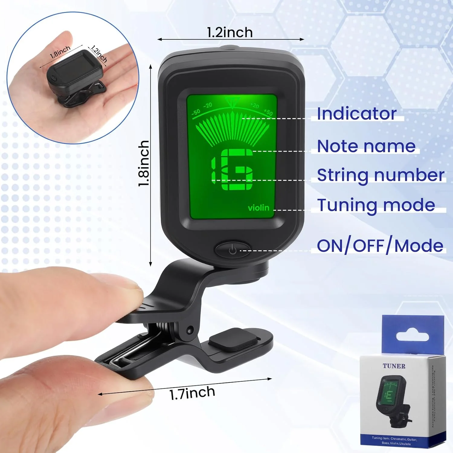 کوک گیتار Boao، گیره کوک با حالت های کروماتیک، صفحه نمایش LCD شفاف دیجیتال، چرخش 360 درجه برای گیتار آکوستیک/الکتریک، یوکللی، باس، ویولن، بانجو، ماندولین (3 عدد) کوک گیتار Boao، گیره کوک با حالت های کروماتیک، صفحه نمایش LCD شفاف دیجیتال، چرخش 360 درجه برای گیتار آکوستیک/الکتریک، یوکللی، باس، ویولن، بانجو، ماندولین (3 عدد)