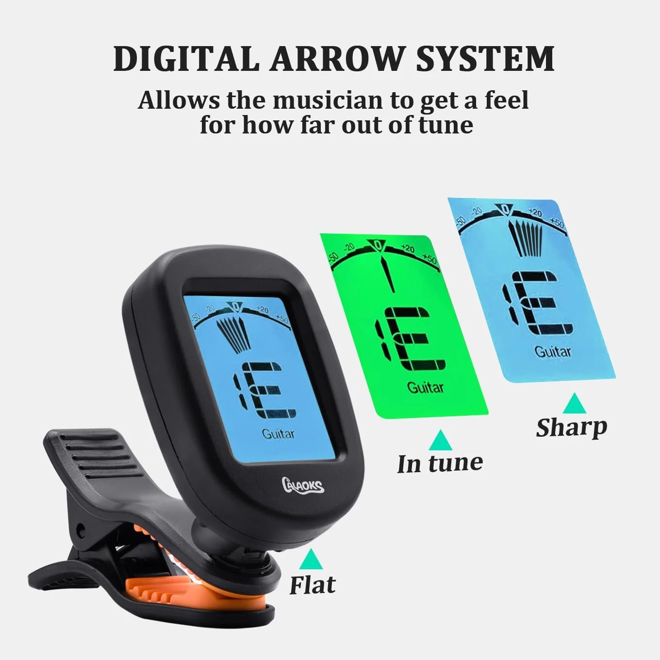 تیونر گیره ای گیتار- کروماتیک دقیق، تیونر گیتار آکوستیک، گیتار باس، ویولن، یوکللی (بسته 2 عددی تیونر گیتار)