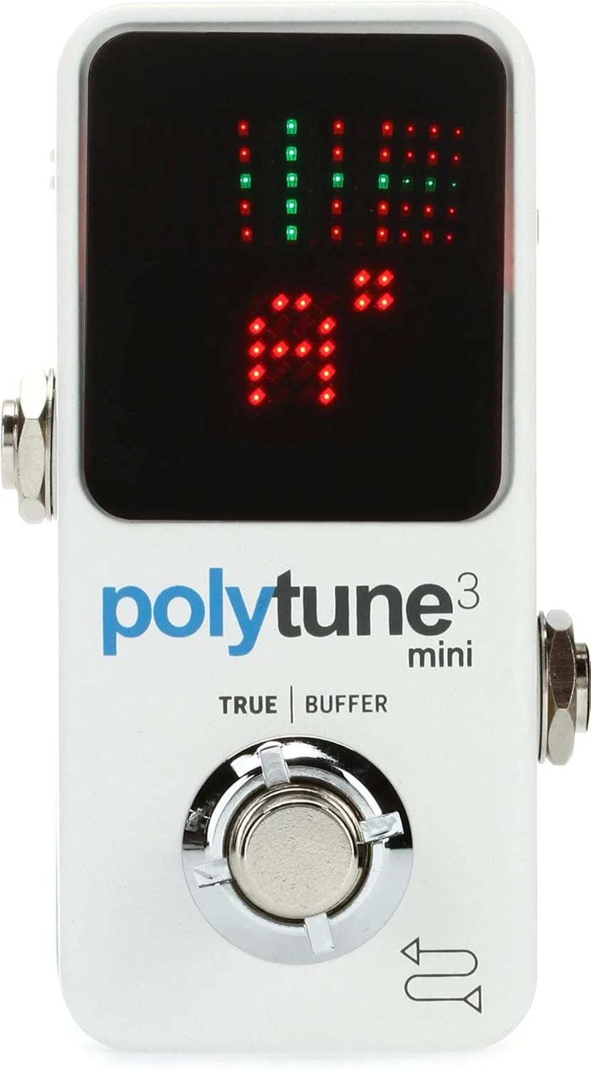 تیونر پلی‌فونیک کوچک TC Electronic POLYTUNE 3 MINI با حالت‌های کوک چندگانه و بافر BONAFIDE داخلی، سفید