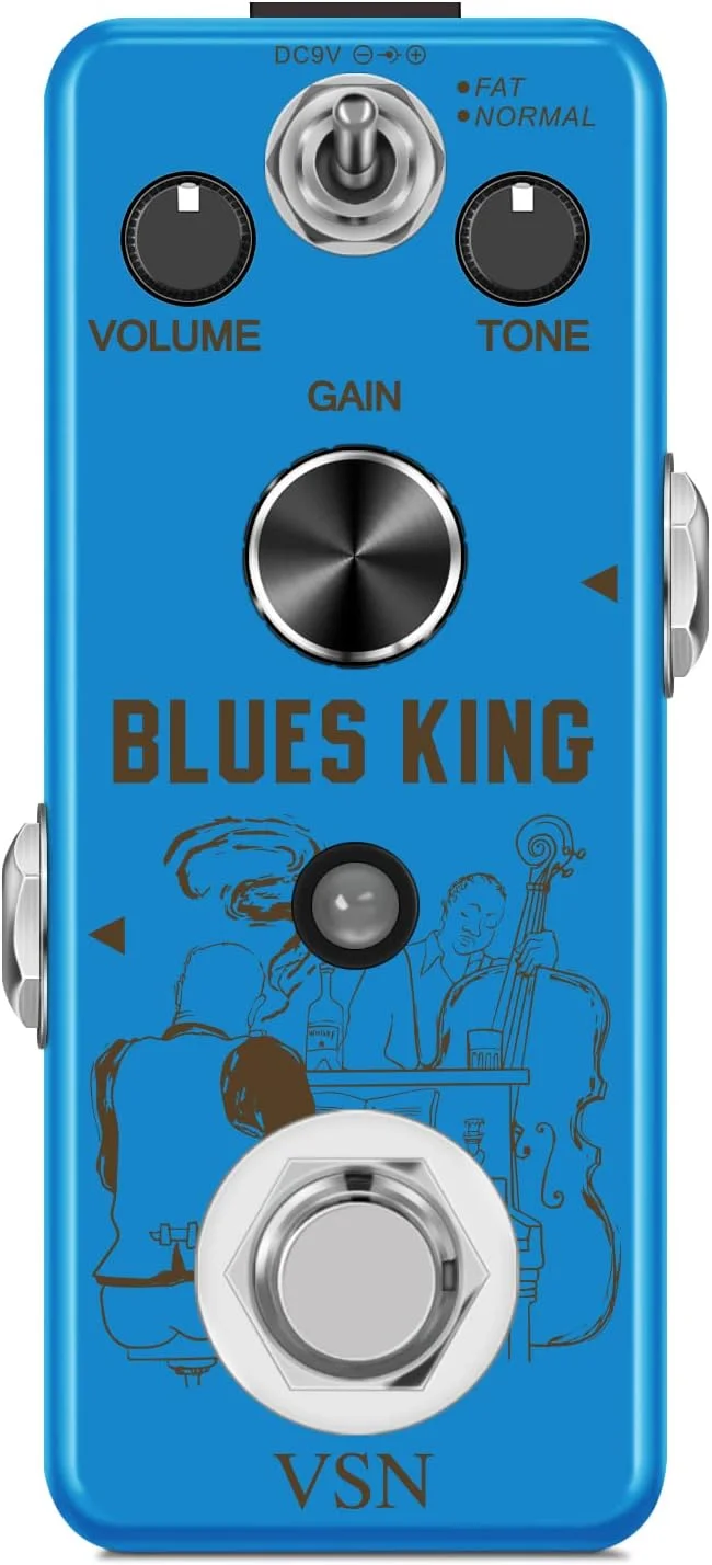 پدال گیتار VSN Bluesy Overdrive، دیستورشن بلوز درایور Vintage Overdrive با 2 حالت گرم/داغ، اندازه مینی و True Bypass