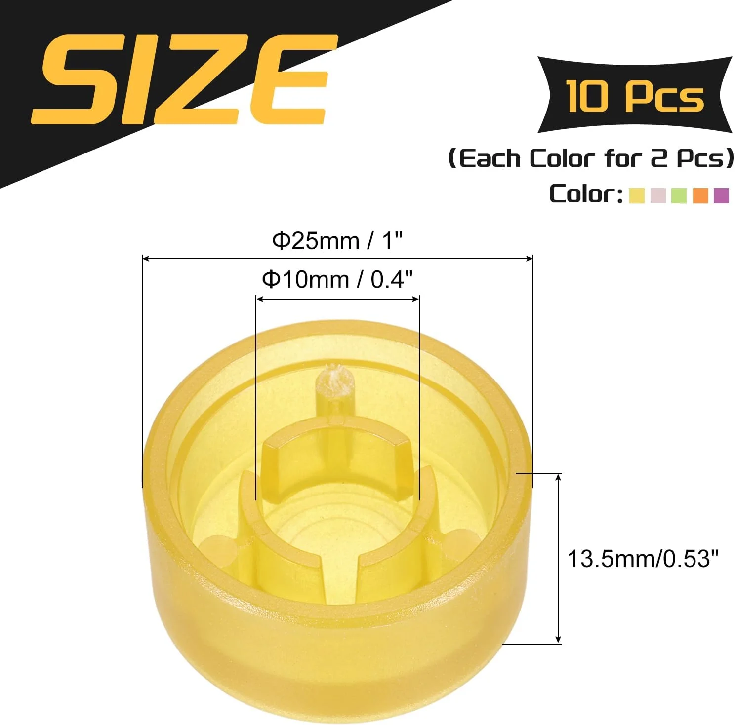 سورسینگ مپ 10 عدد روکش پدال فوتی سوئیچ، کلاهک دکمه پدال گیتار، روکش پلاستیکی پدال فوتی سوئیچ 3/8 اینچ برای دکمه های پدال افکت گیتار، چند رنگ