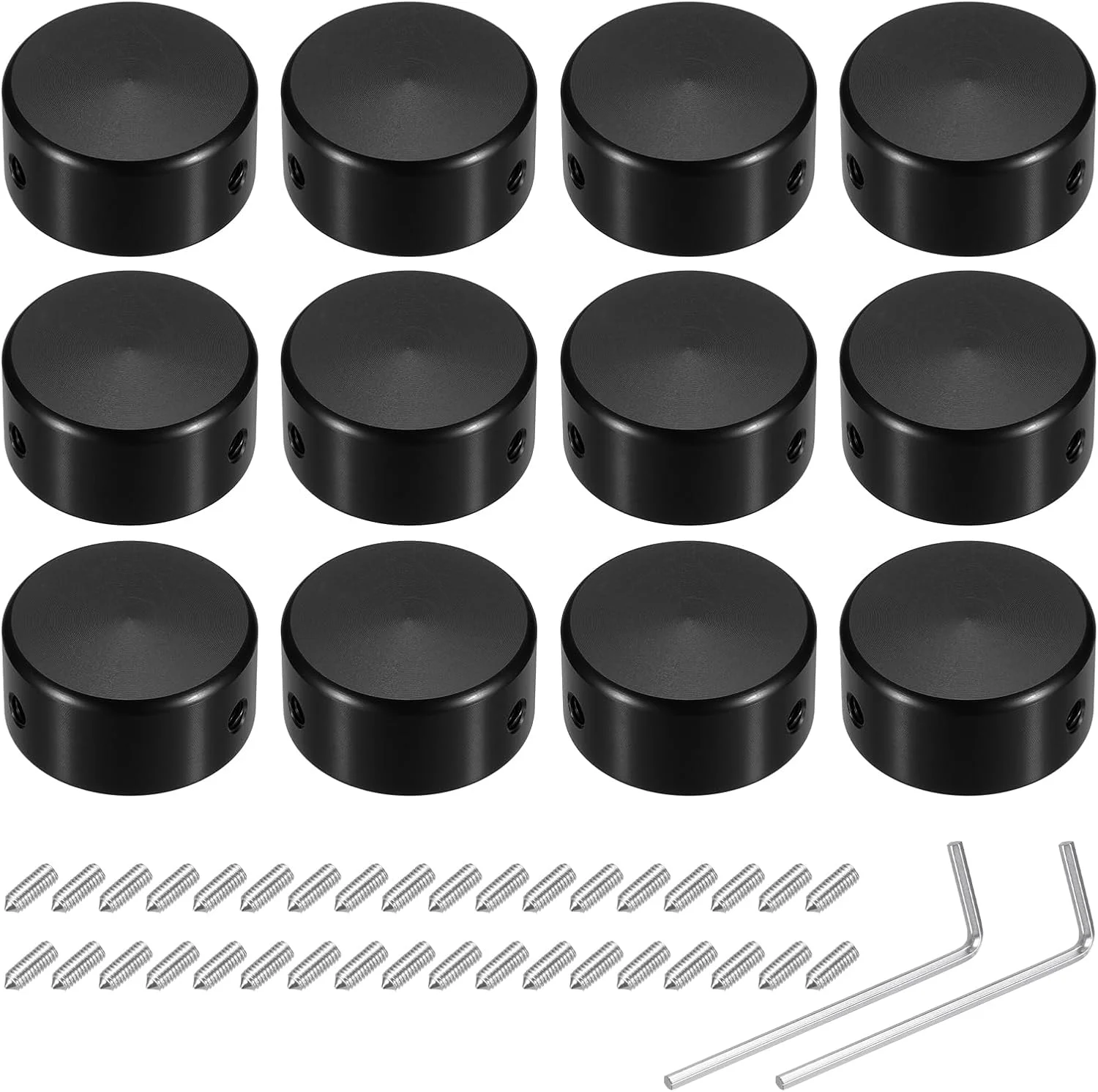 سورسینگ مپ 12 عدد روکش پدال فوتی سوئیچ، کلاهک دکمه پدال گیتار، روکش فلزی پدال فوتی سوئیچ 3/8 اینچ برای دکمه های پدال افکت گیتار، مشکی