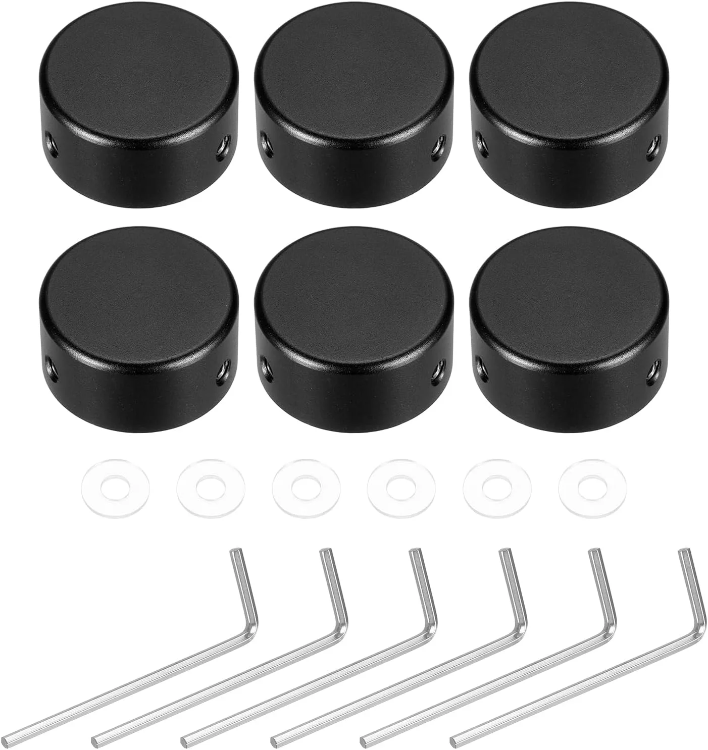 سورسینگ مپ 6 عدد روکش پدال فوتی سوئیچ، کلاهک دکمه پدال گیتار، روکش فلزی پدال فوتی سوئیچ 3/8 اینچ برای دکمه های پدال افکت گیتار، مشکی