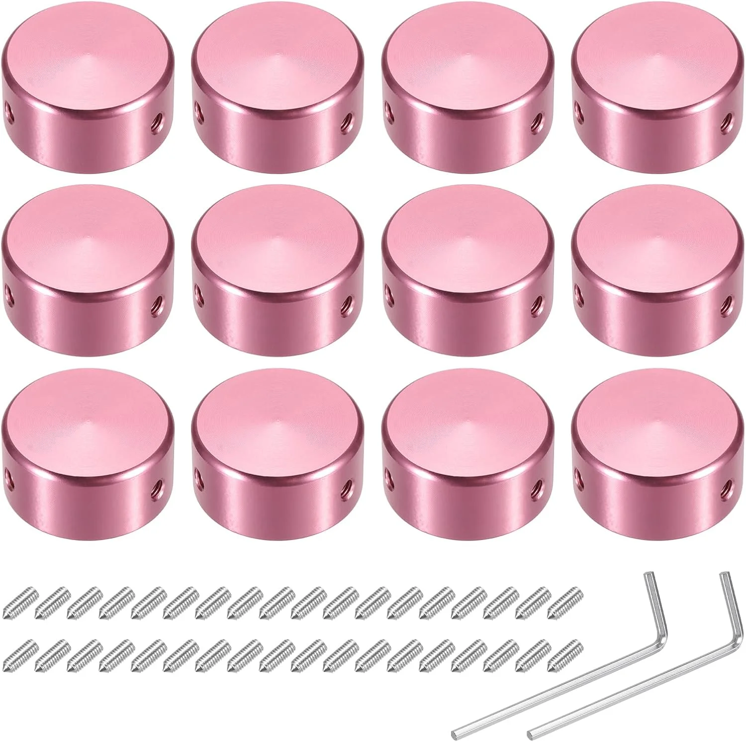 سورسینگ مپ 12 عدد روکش پدال فوتی سوئیچ، کلاهک دکمه پدال گیتار، روکش فلزی پدال فوتی سوئیچ 3/8 اینچ برای دکمه های پدال افکت گیتار، صورتی