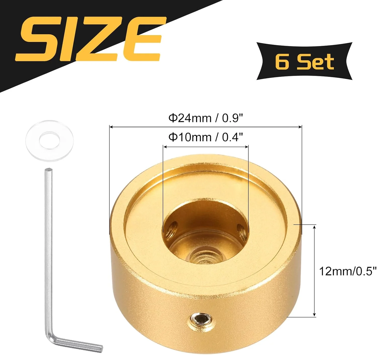 سورسینگ مپ 6 عدد روکش پدال افکت گیتار، کلاهک دکمه پدال فلزی، روکش بالایی پدال 3/8 اینچ برای دکمه های پدال افکت گیتار، نارنجی
