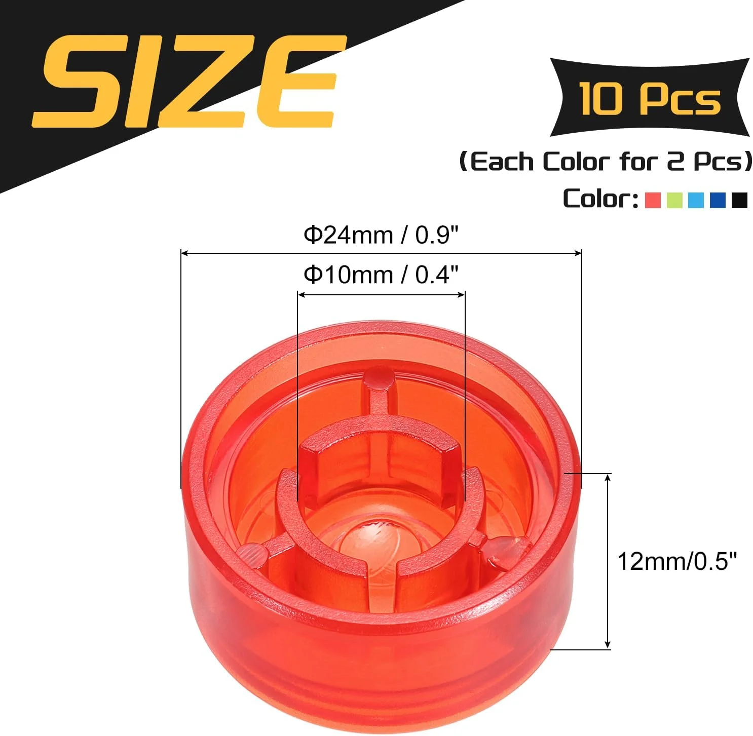 سورسینگ مپ 10 عدد روکش پدال افکت گیتار، کلاهک دکمه پدال پایی پلاستیکی 3/8 اینچ برای دکمه های پدال افکت گیتار، مشکی، قرمز، سبز، آبی، آبی تیره سورسینگ مپ 10 عدد روکش پدال افکت گیتار، کلاهک دکمه پدال پایی پلاستیکی 3/8 اینچ برای دکمه های پدال افکت گیتار، مشکی، قرمز، سبز، آبی، آبی تیره