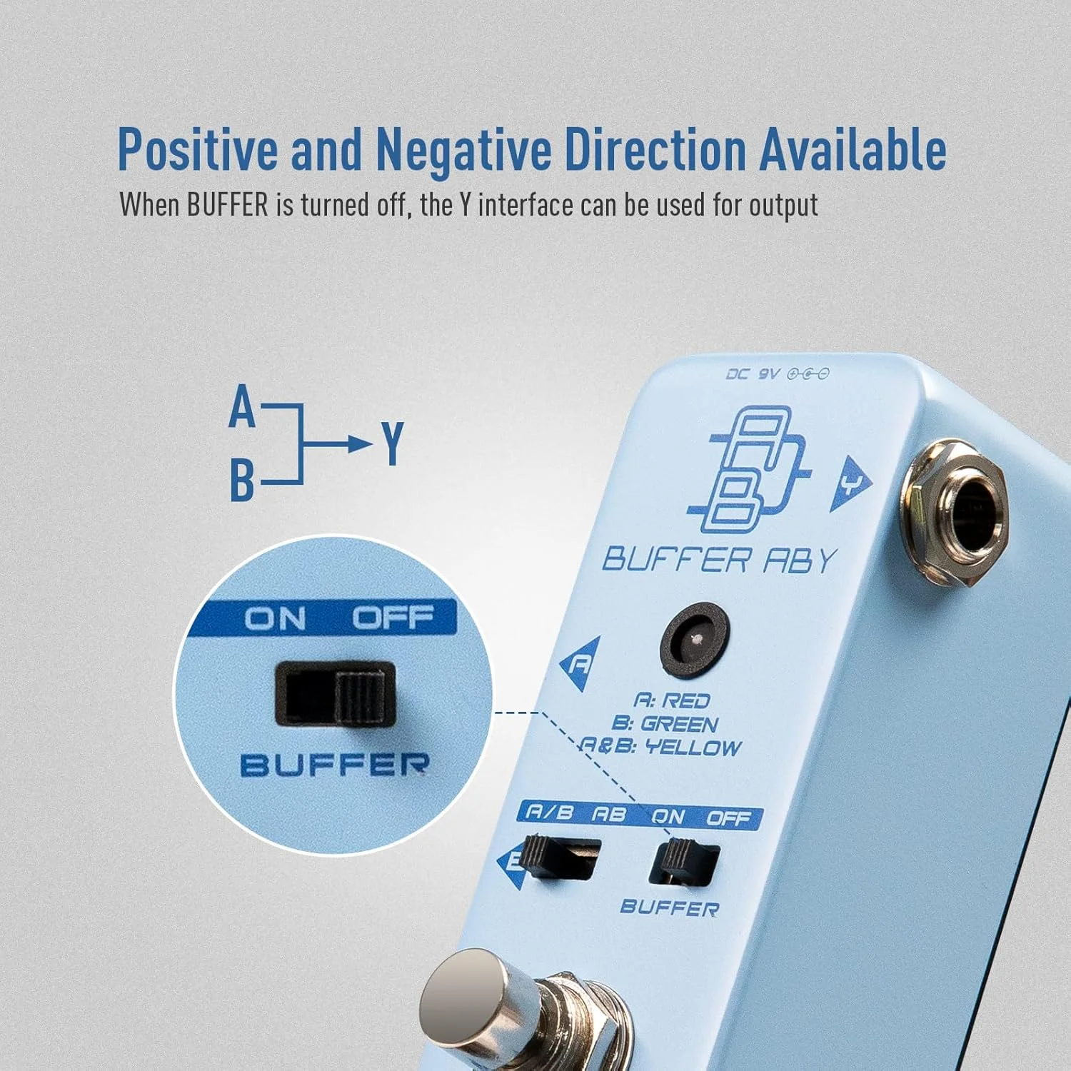 پدال گیتار SONICAKE Buffer ABY، سلکتور خط AB، سوئیچ AB با بای‌پس واقعی و سوئیچ بافر