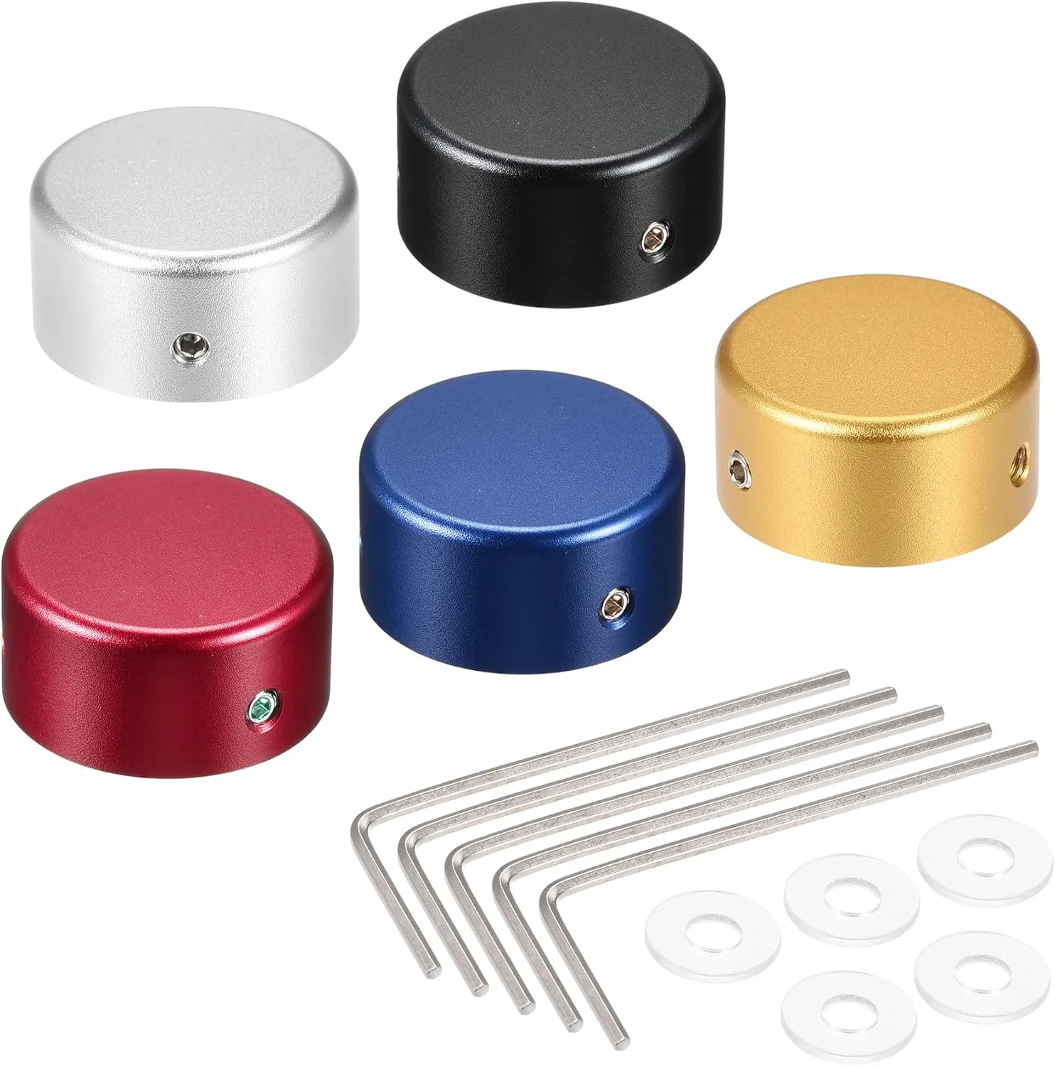 دکمه پدال افکت گیتار، روکش بالایی مشکی با آچار آلیاژ آلومینیوم برای گیتار الکتریک، بسته 5 عددی