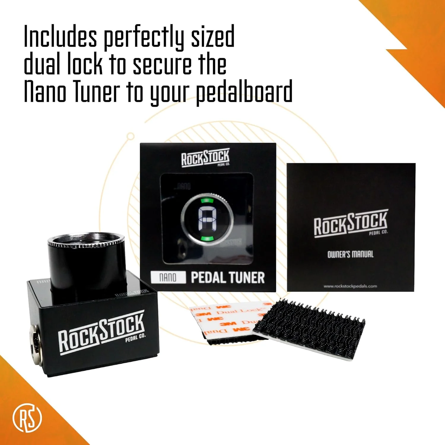 پدال تیونر گیتار نانو Rock Stock - پدال کروماتیک فشرده مناسب برای هر پدال برد - برای گیتار آکوستیک، الکتریک، گیتار باس، ماندولین و سایر سازها