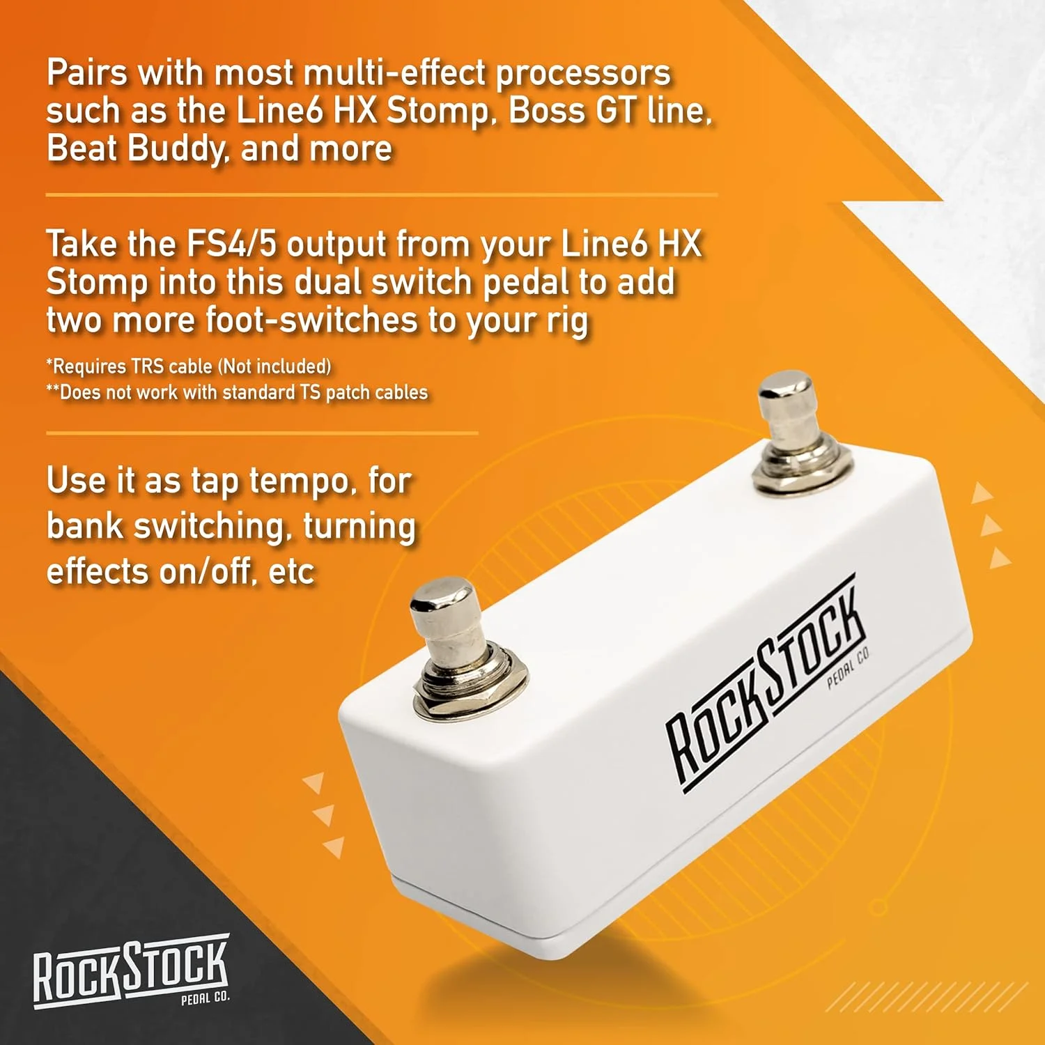 پدال دوتایی Rock Stock، پدال گیتار کمکی TRS - قابلیت های پردازنده Multi FX خود را گسترش دهید - طراحی جمع و جور و بدنه آلومینیومی قوی (سفید قطبی) پدال دوتایی Rock Stock، پدال گیتار کمکی TRS - قابلیت های پردازنده Multi FX خود را گسترش دهید - طراحی جمع و جور و بدنه آلومینیومی قوی (سفید قطبی)