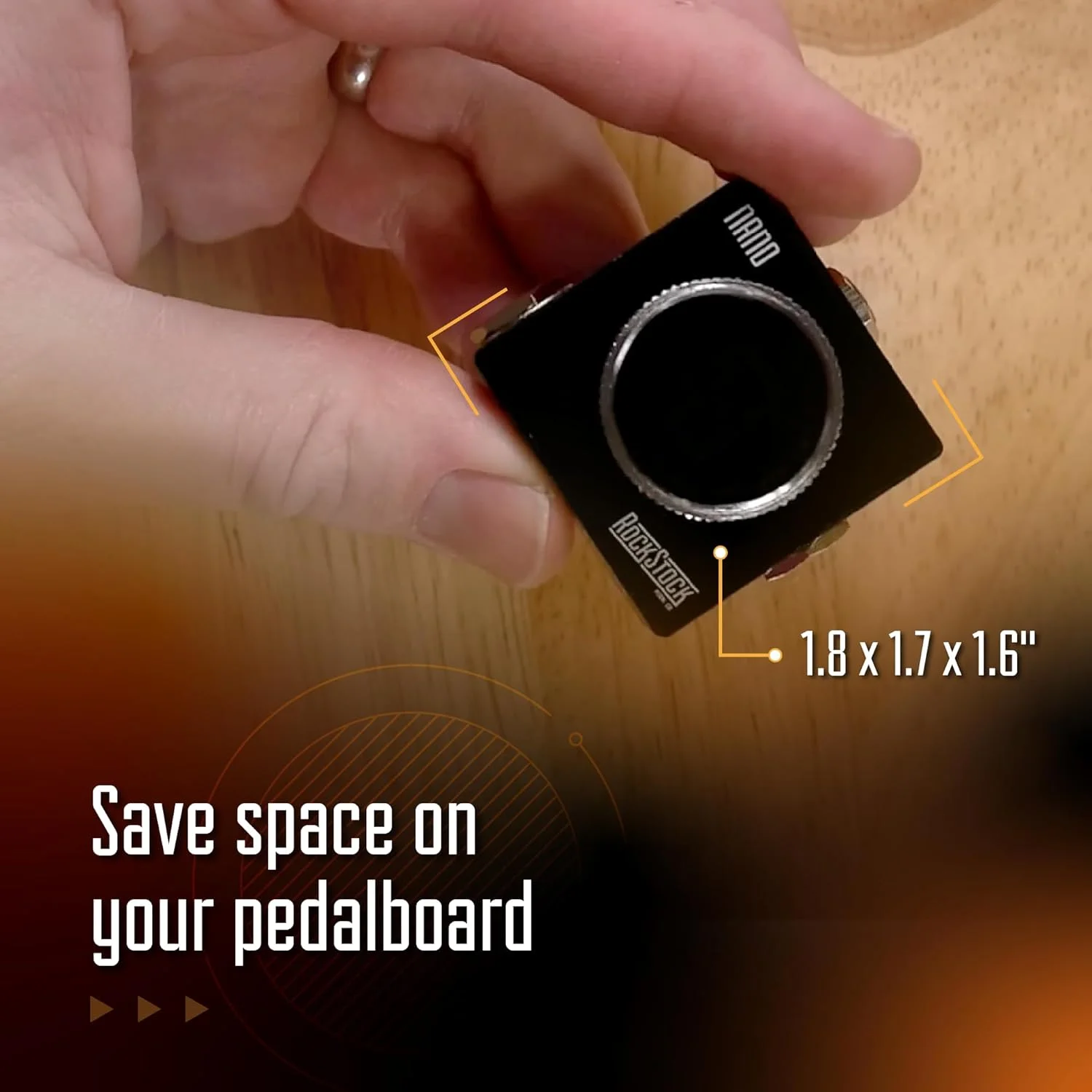 پدال تیونر گیتار نانو Rock Stock - پدال کروماتیک فشرده مناسب برای هر پدال برد - برای گیتار آکوستیک، الکتریک، گیتار باس، ماندولین و سایر سازها