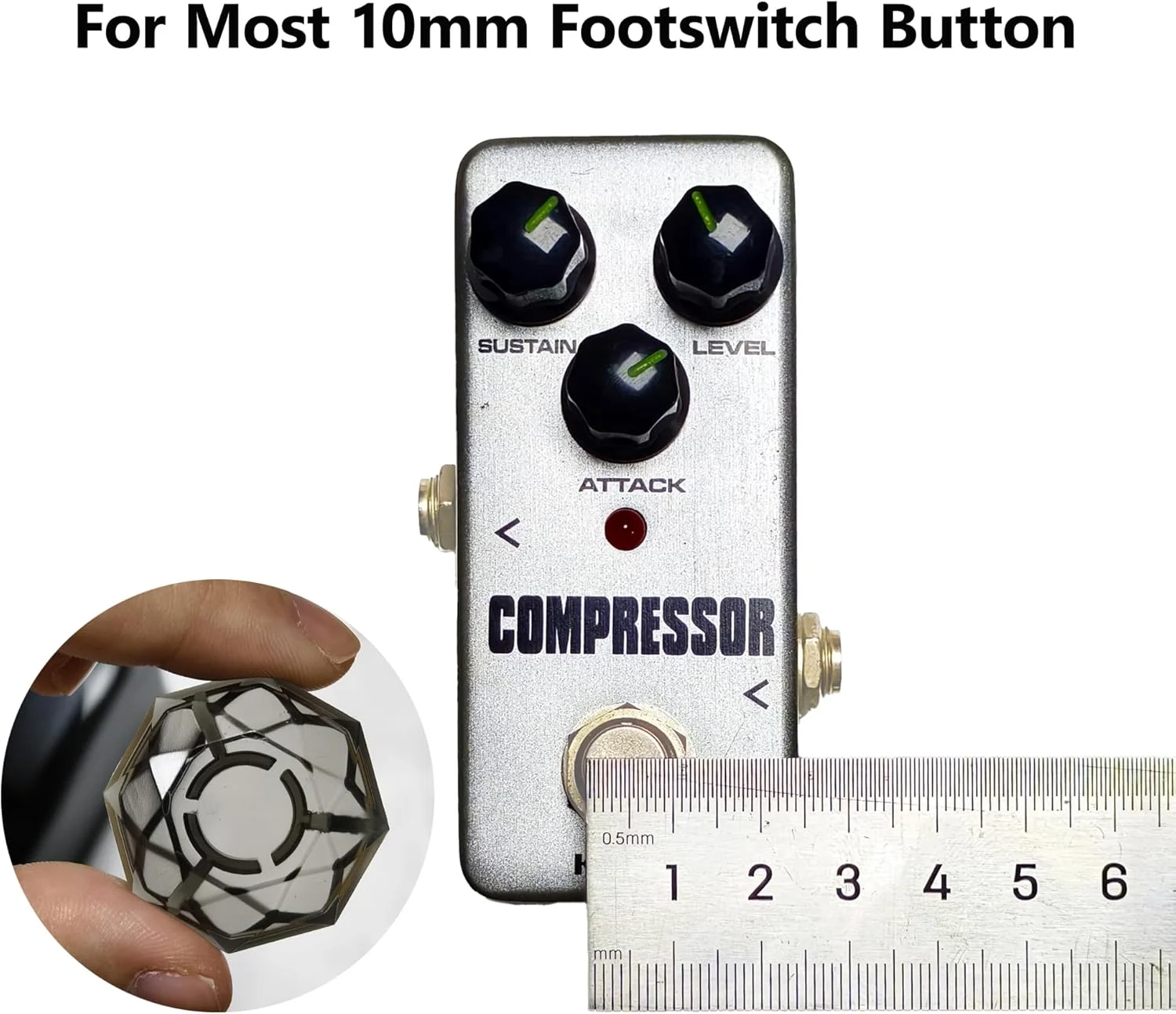 روکش پدال Rockhouse، ۱۰ عدد دکمه ضد لغزش پدال افکت گیتار، محافظت از ناخن پا ۱۰ میلی متری برای Boss Line 6 Stomp (مشکی+شفاف)